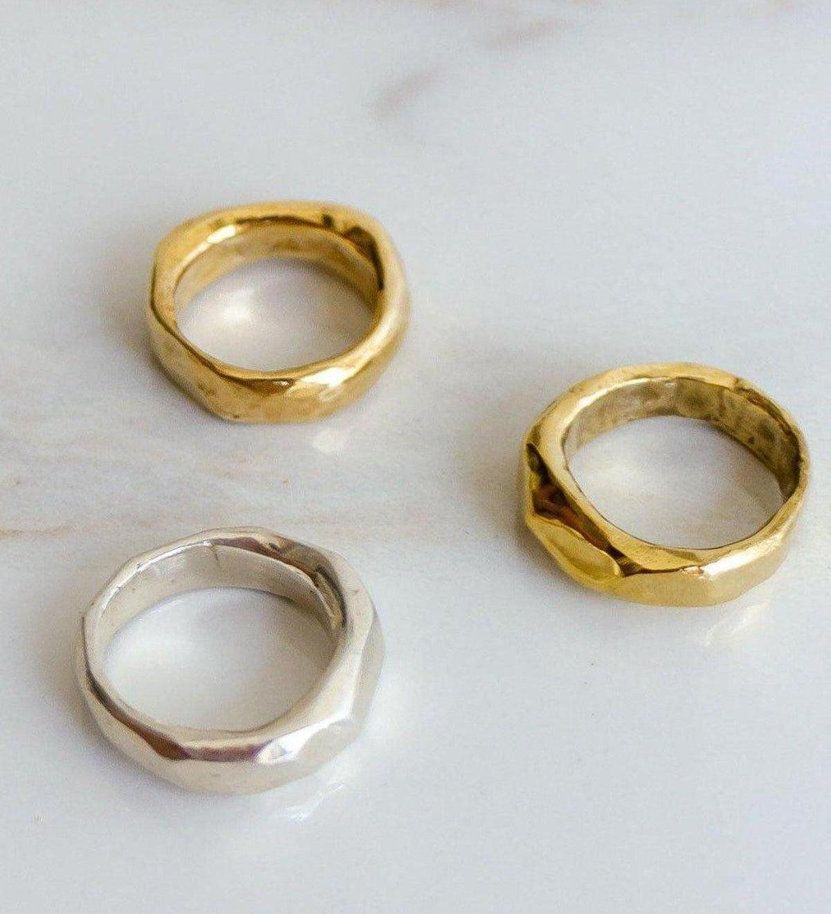 Big Butte Ring - Organic Faceted Ring in Silver or Gold - Dea Dia