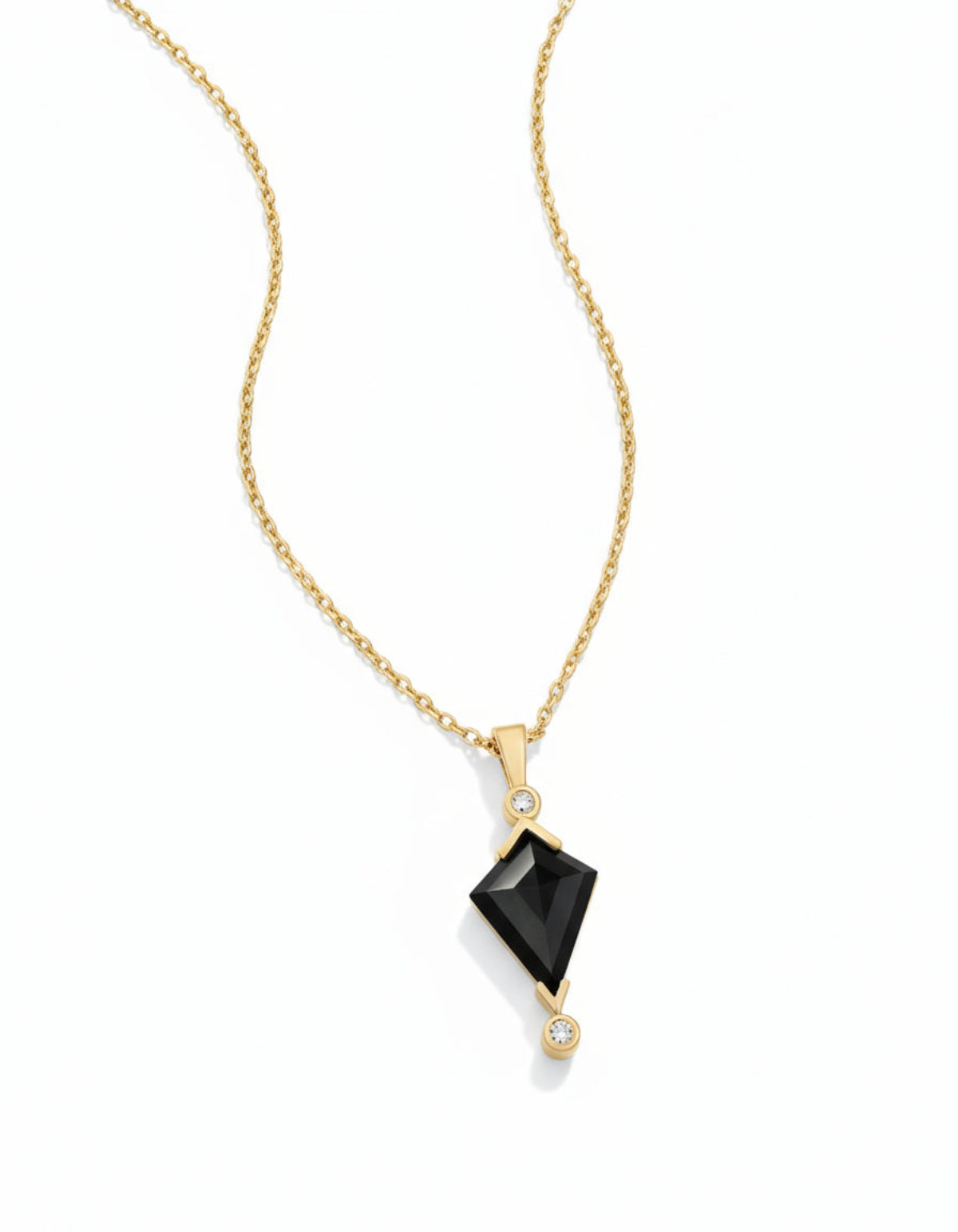 Black Spinel and Diamond Kite Necklace - Dea Dia