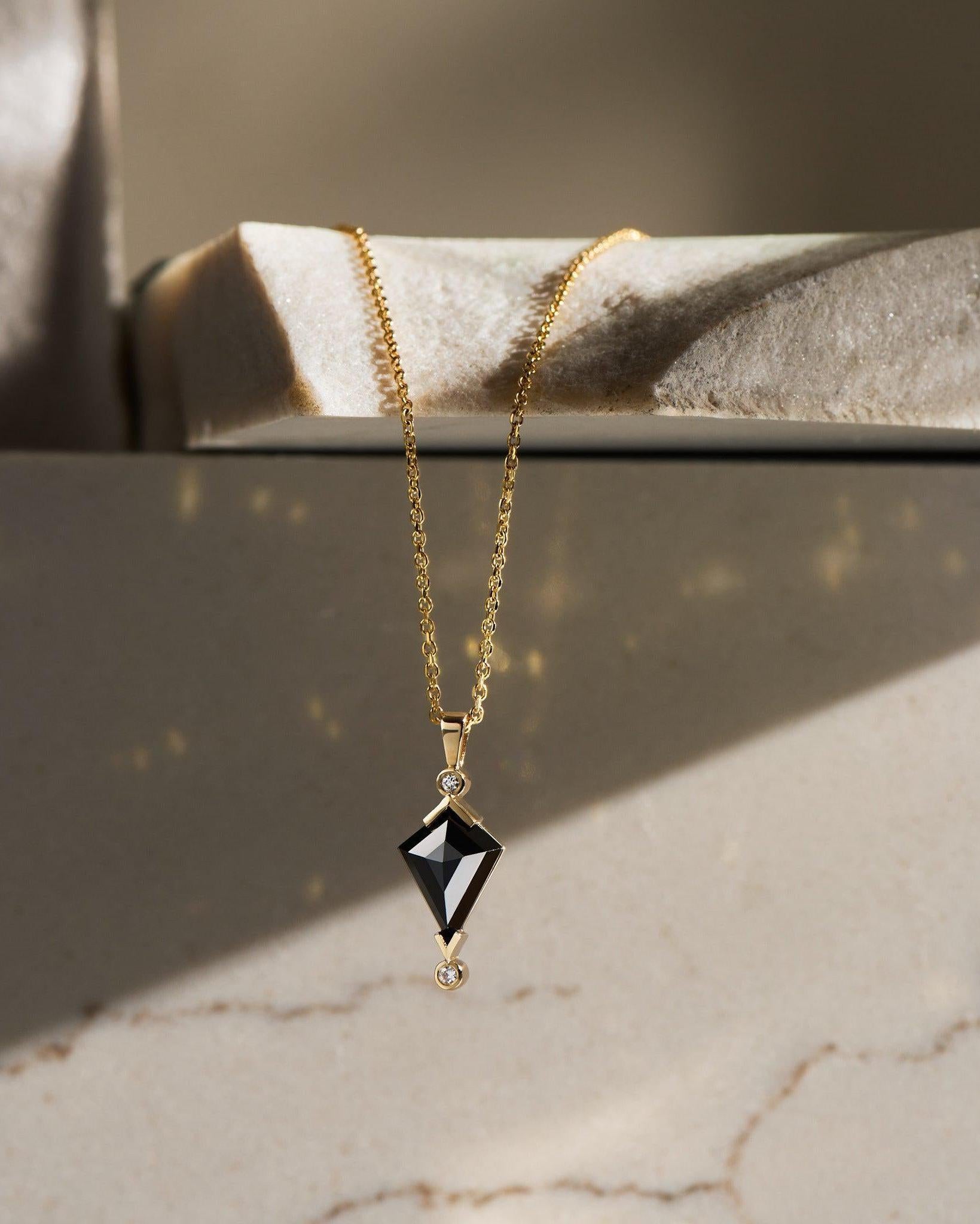 Black Spinel and Diamond Kite Necklace - Dea Dia