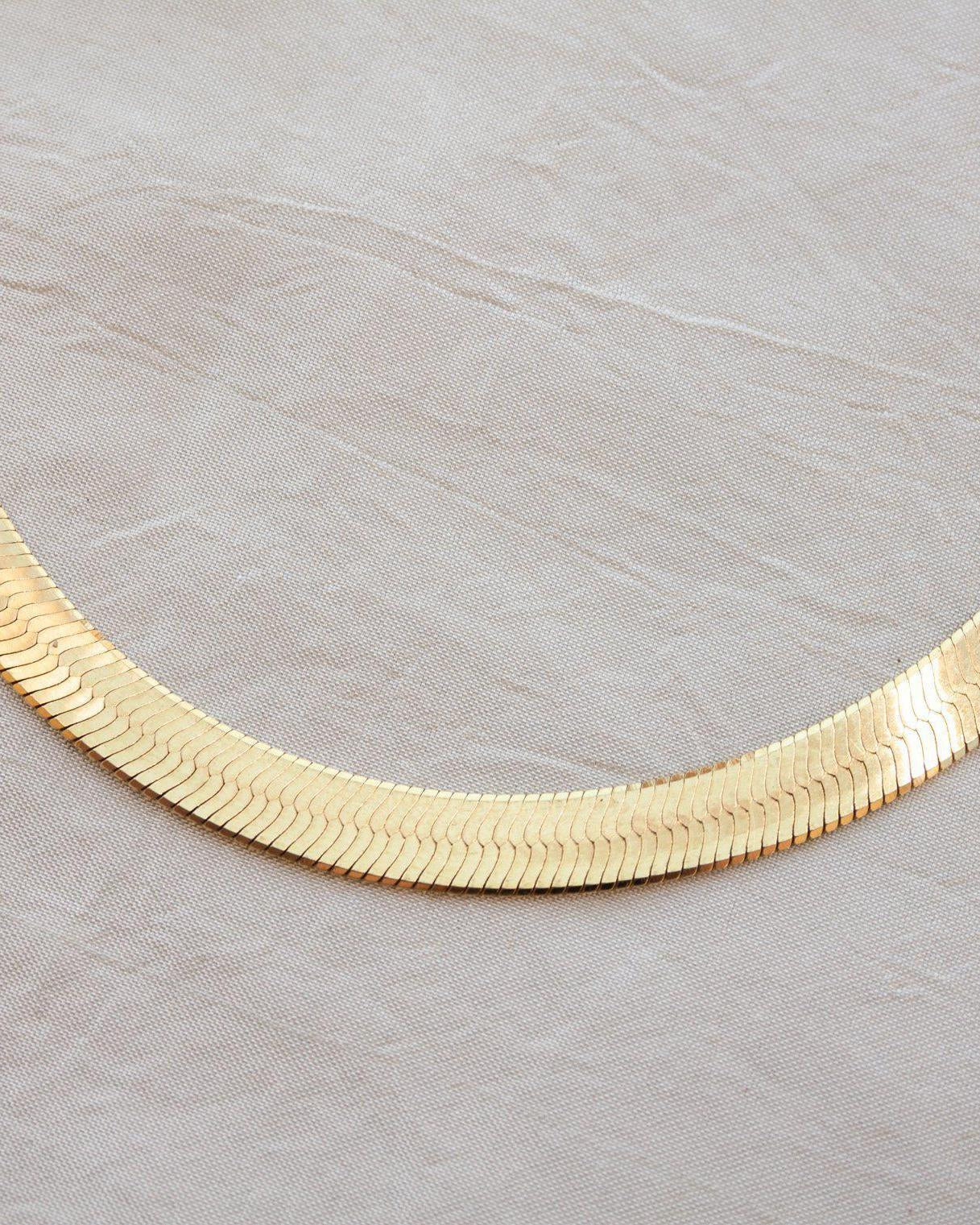 Bold Gold Herringbone Chain Necklace - Gold Herringbone Necklace - Dea Dia