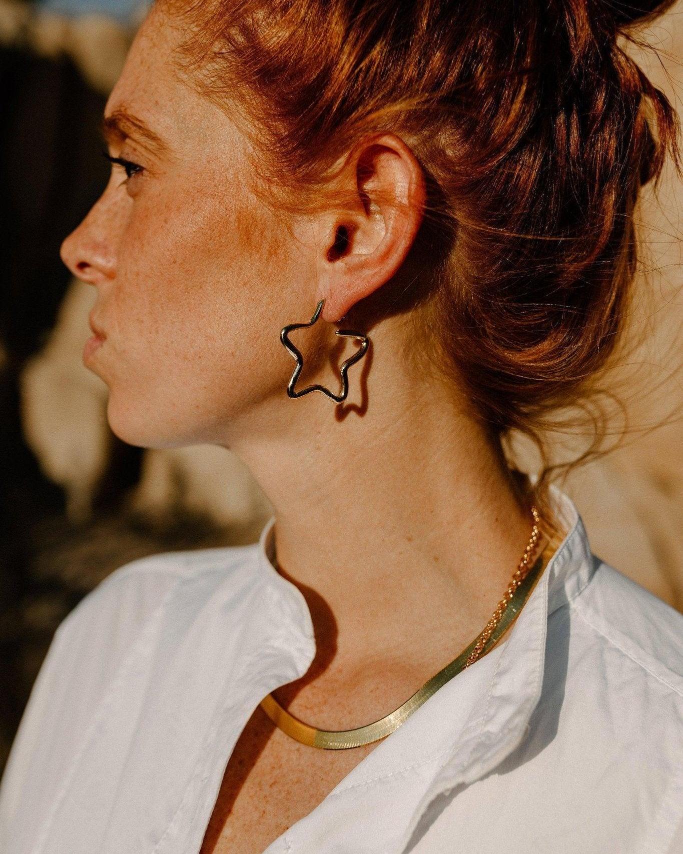 Bold Gold Herringbone Chain Necklace - Gold Herringbone Necklace - Dea Dia