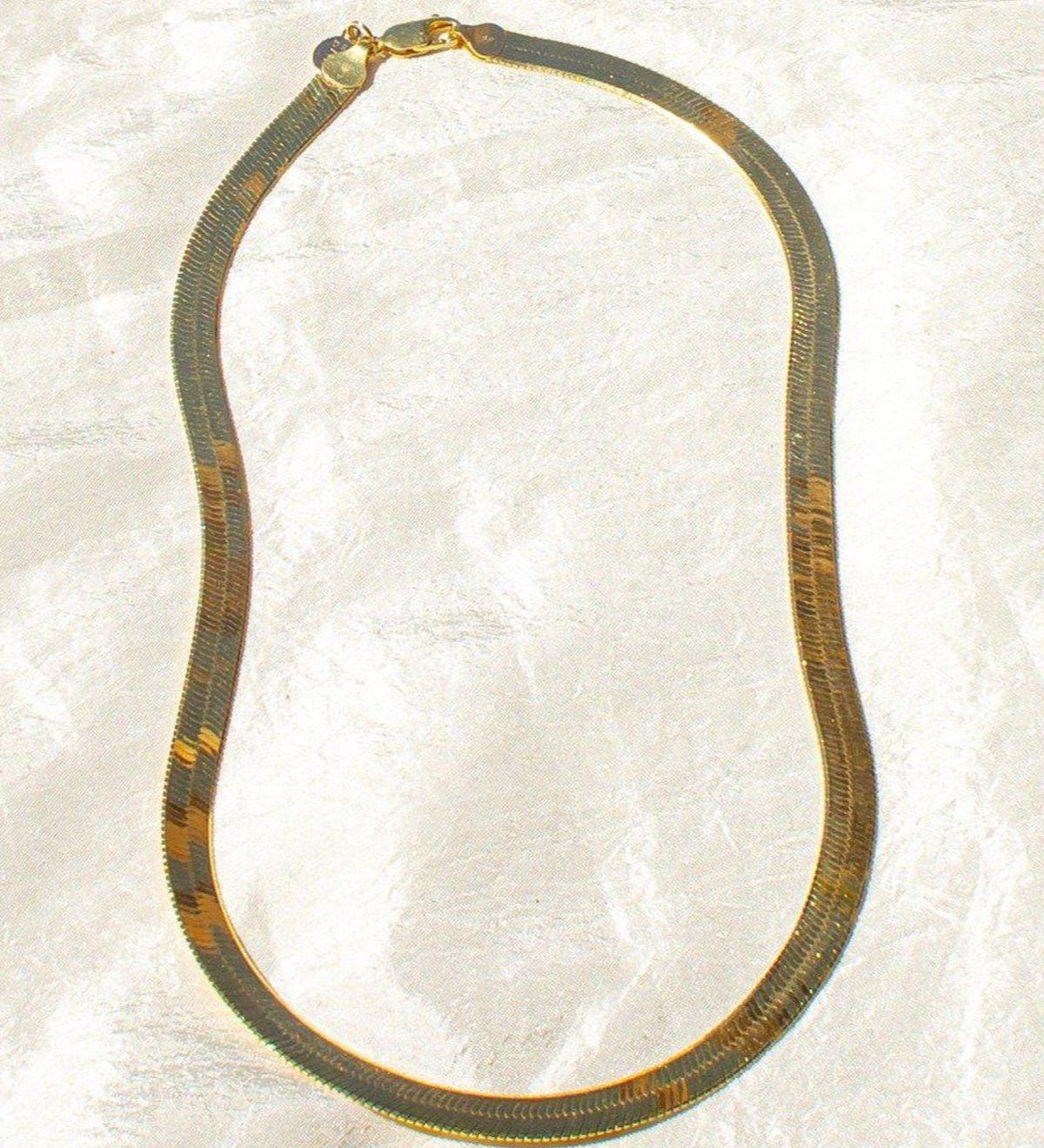 Bold Gold Herringbone Chain Necklace - Gold Herringbone Necklace - Dea Dia