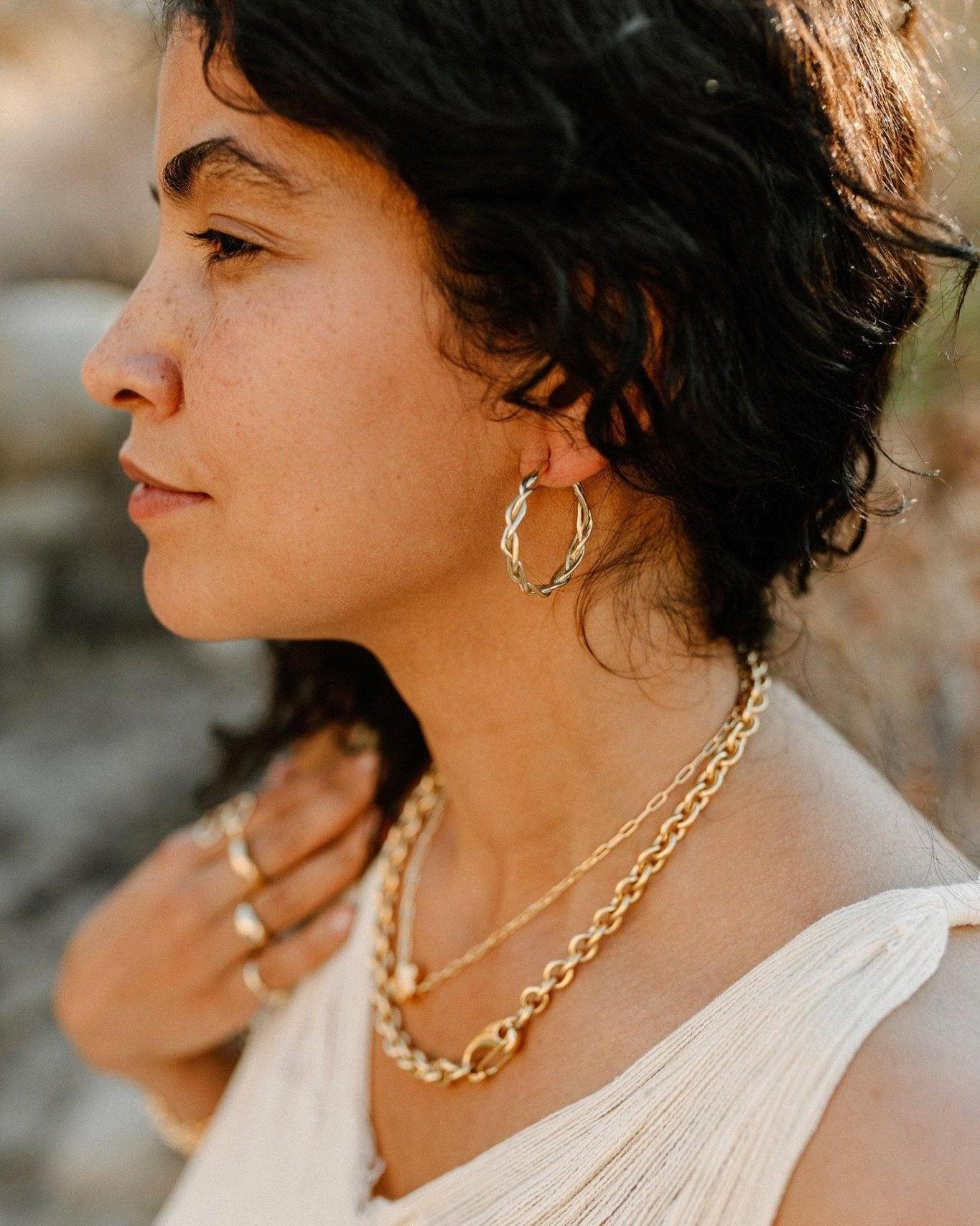 Braided Golden Hoops - Dea Dia