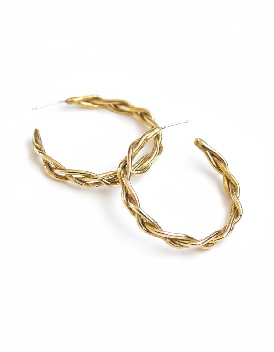 Braided Golden Hoops - Dea Dia
