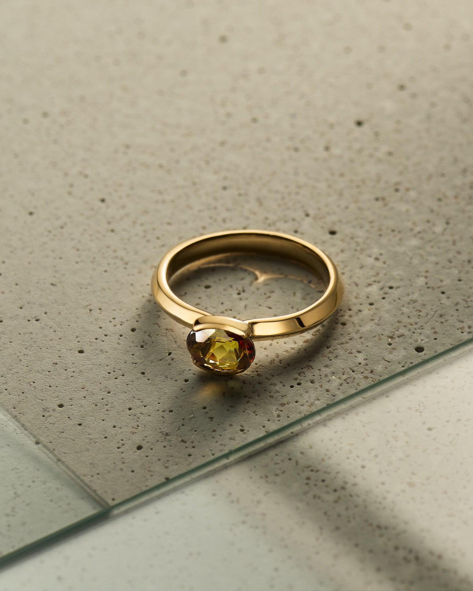 Color Changing Andalusite Half Bezel Ring - Dea Dia