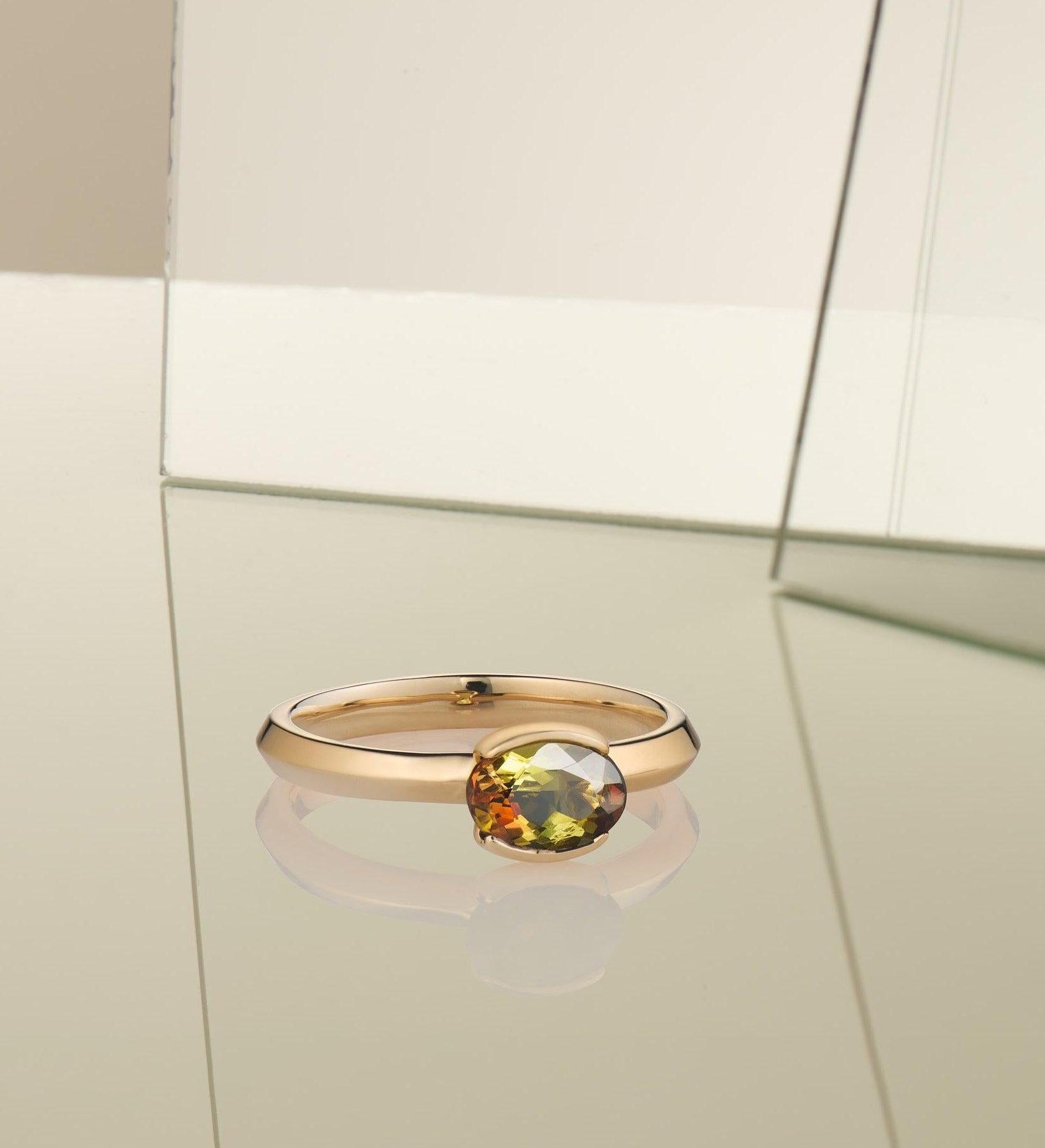 Color Changing Andalusite Half Bezel Ring - Dea Dia