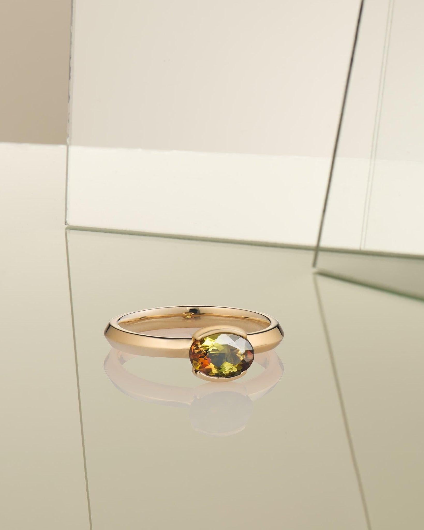 Color Changing Andalusite Half Bezel Ring - Dea Dia