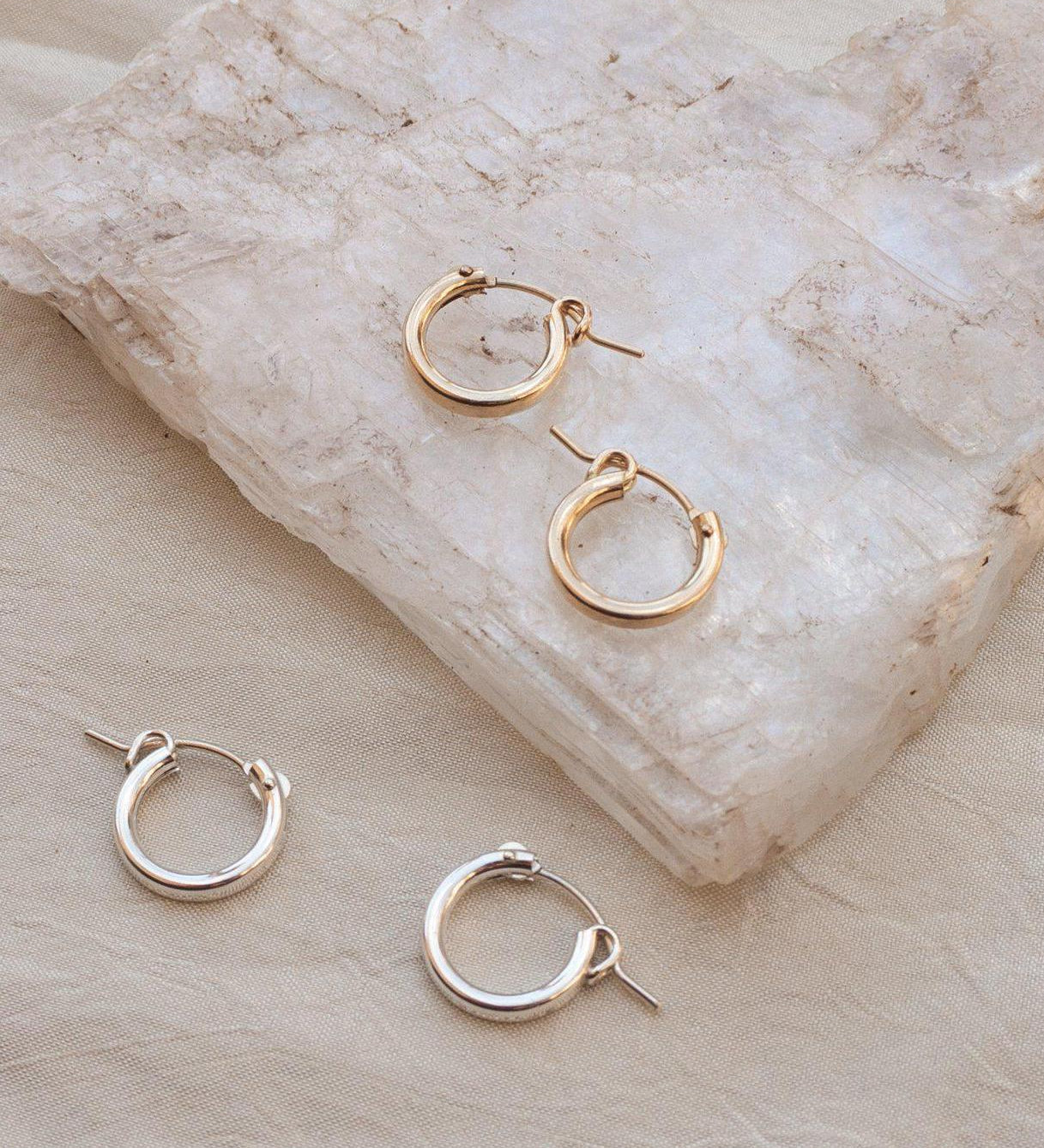 Everyday Gold and Silver Click Hoop Earrings - Dea Dia