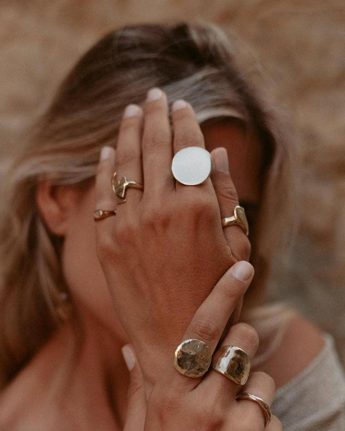 Gold Moon Shine Ring - flat gold ring - Dea Dia
