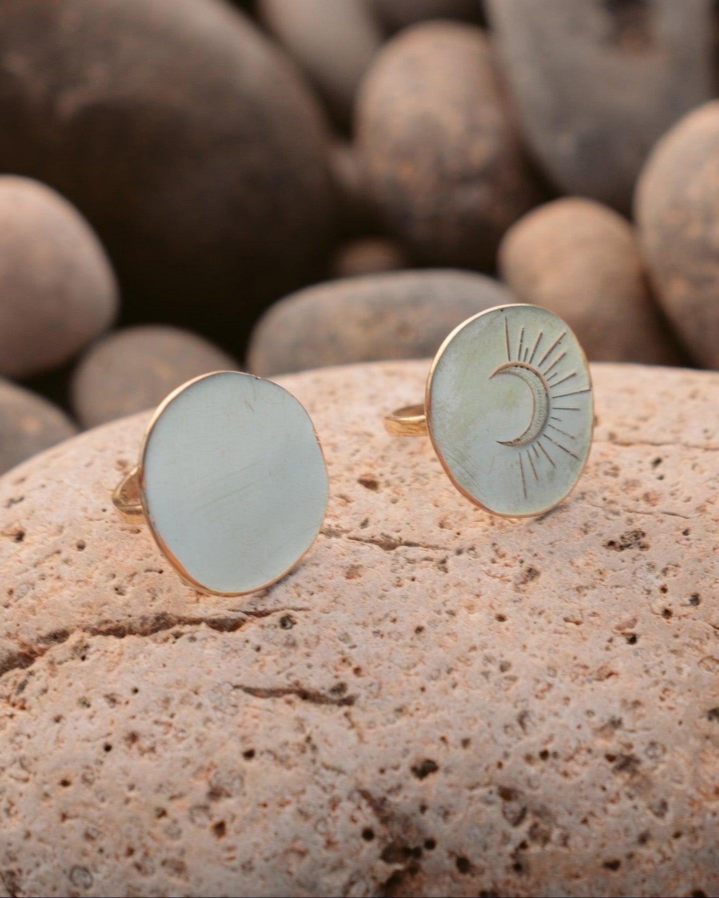 Gold Moon Shine Ring - round gold ring - Dea Dia