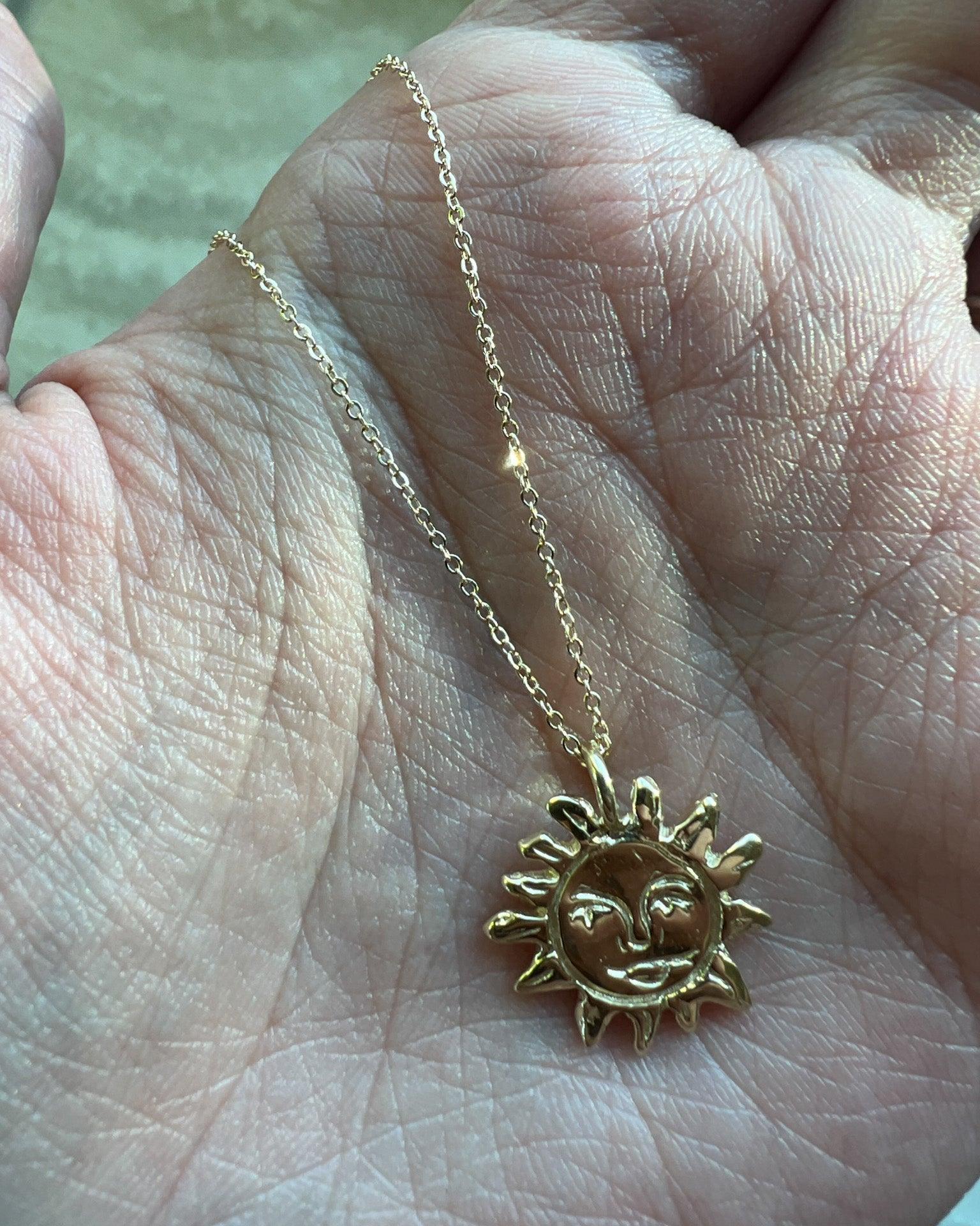 Gold Sun Talisman Necklace - Gold Sun Necklace - Dea Dia