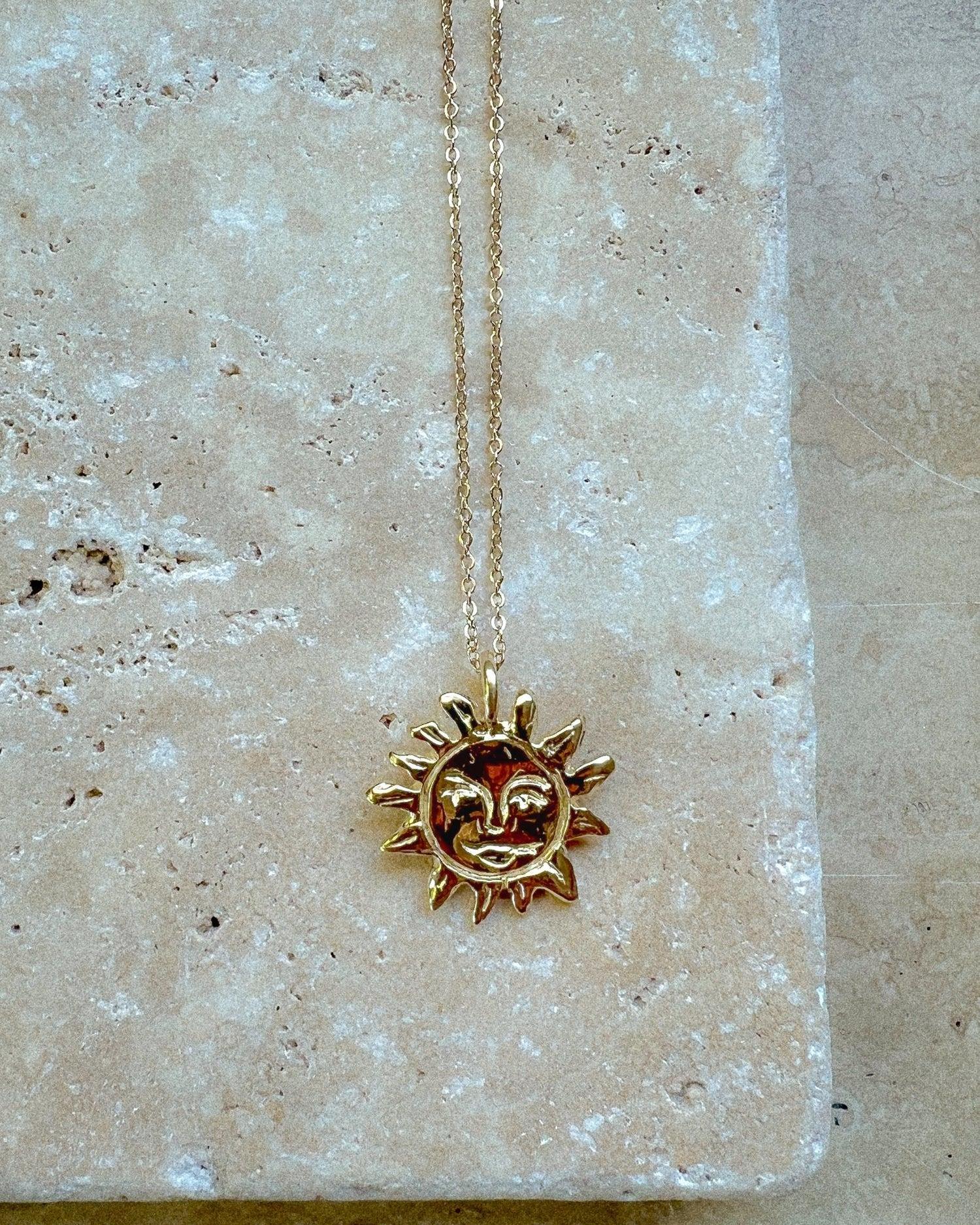 Gold Sun Talisman Necklace - Gold Sun Necklace - Dea Dia