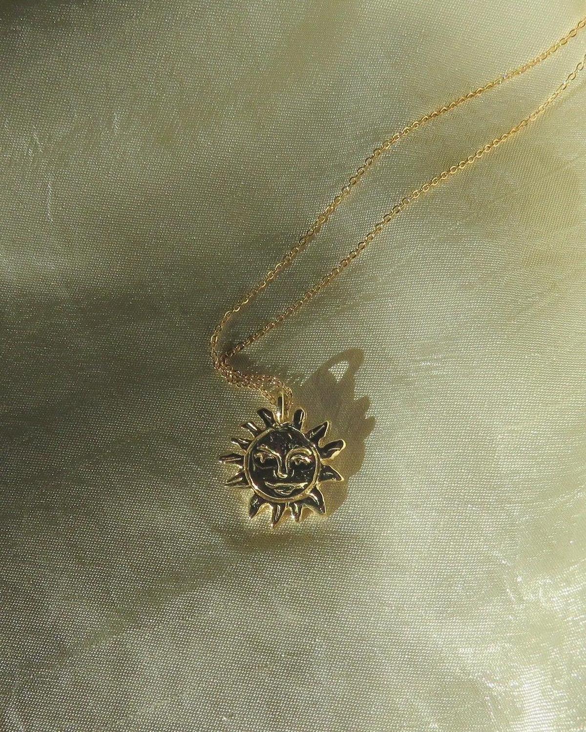 Gold Sun Talisman Necklace - Sun Necklace - Dea Dia