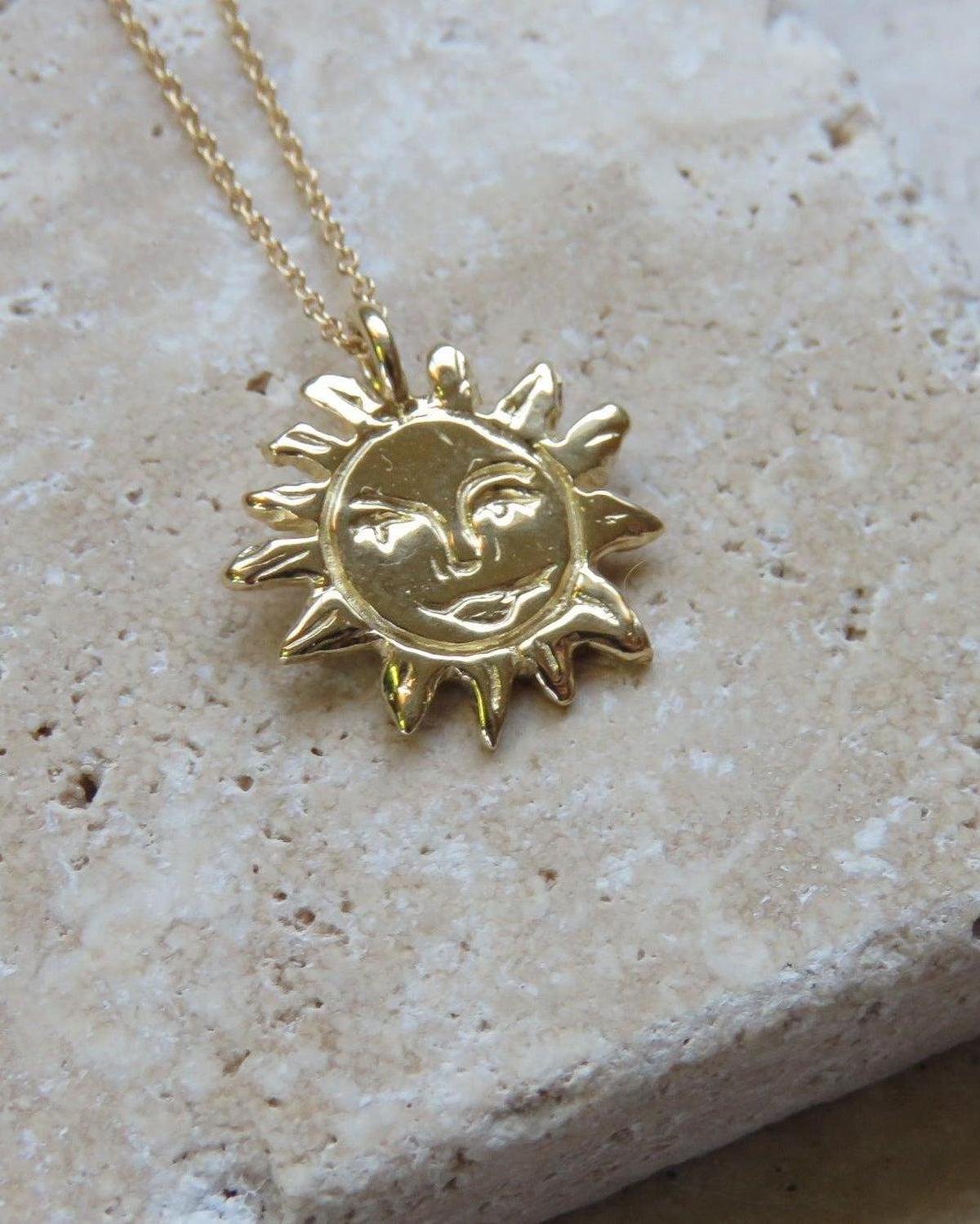 Gold Sun Talisman Necklace - Gold Sun Face - Dea Dia