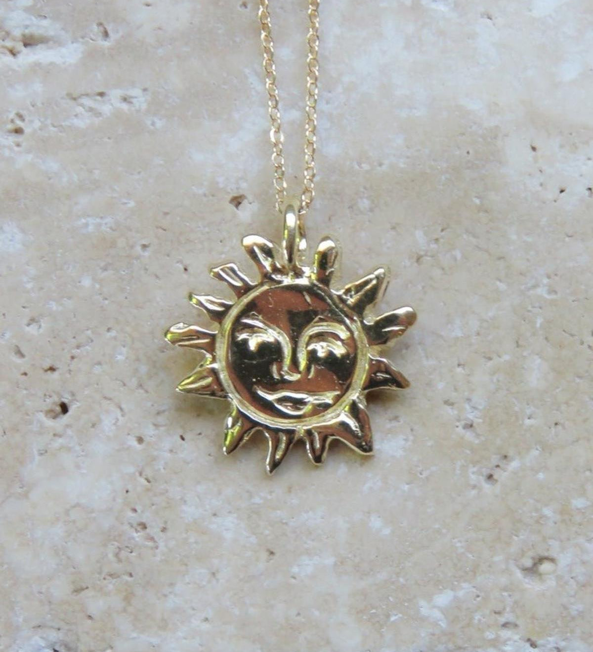 Gold Sun Talisman Necklace - Gold Sun Pendant - Dea Dia