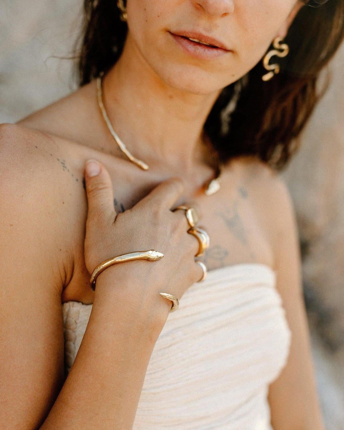 Golden Snake Twist Cuff - Dea Dia