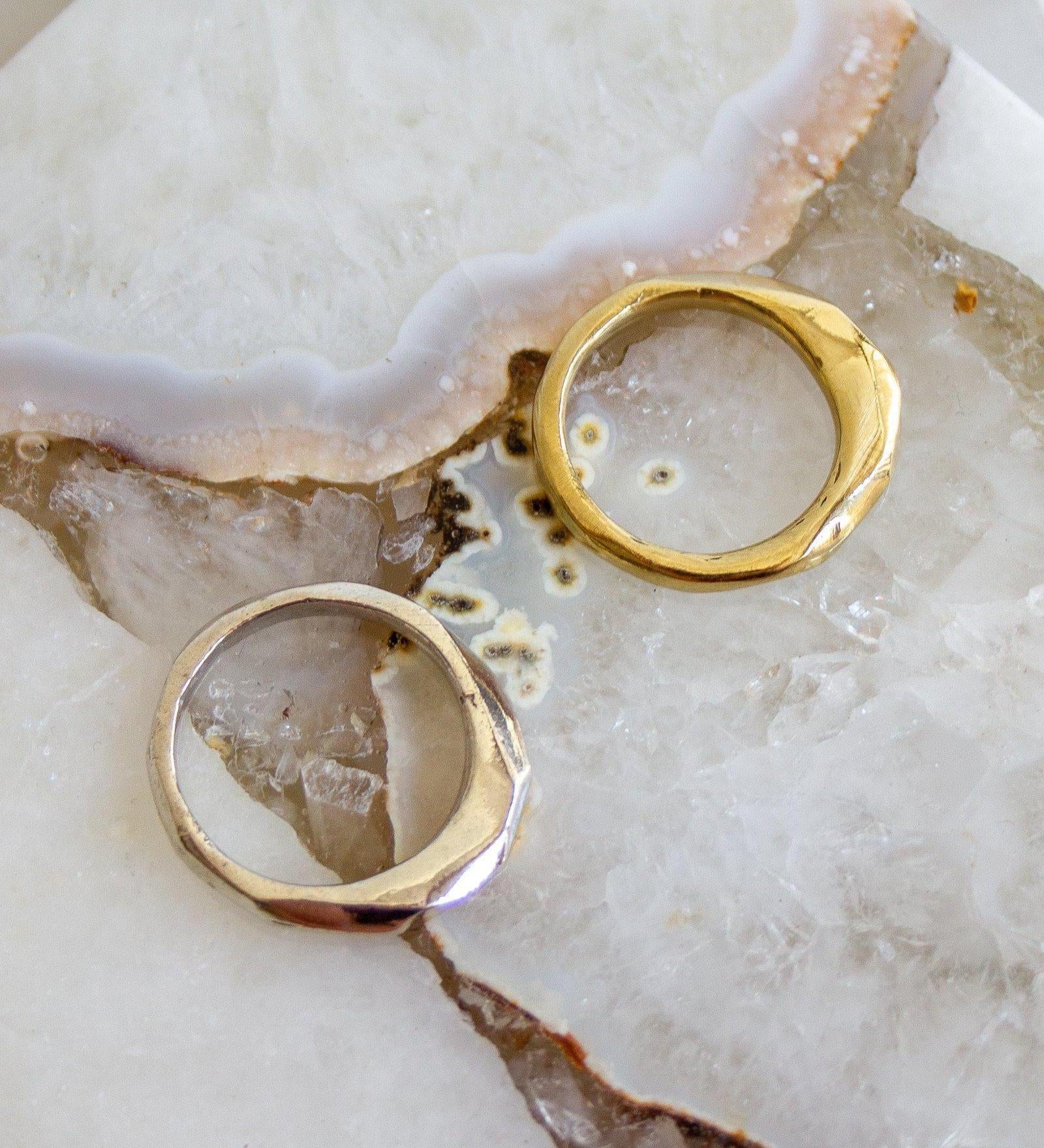Little Butte Ring - Organic Faceted Ring in Brass or Silver - Dea Dia
