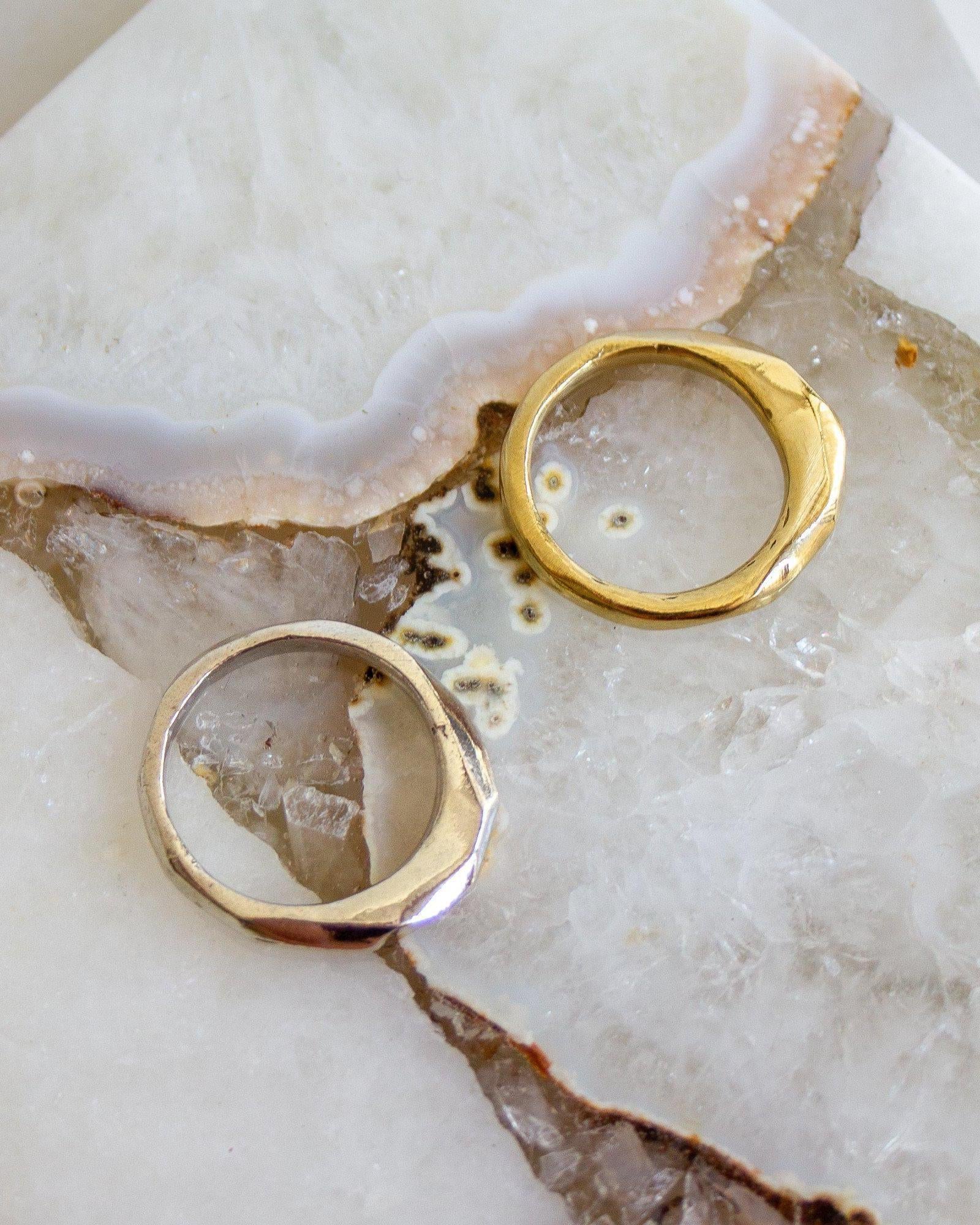 Little Butte Ring - Organic Faceted Ring in Brass or Silver - Dea Dia