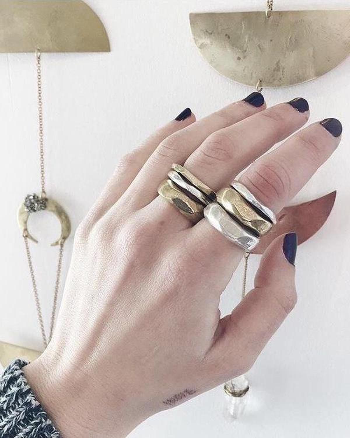 Little Butte Ring - Organic Faceted Ring in Brass or Silver - Dea Dia