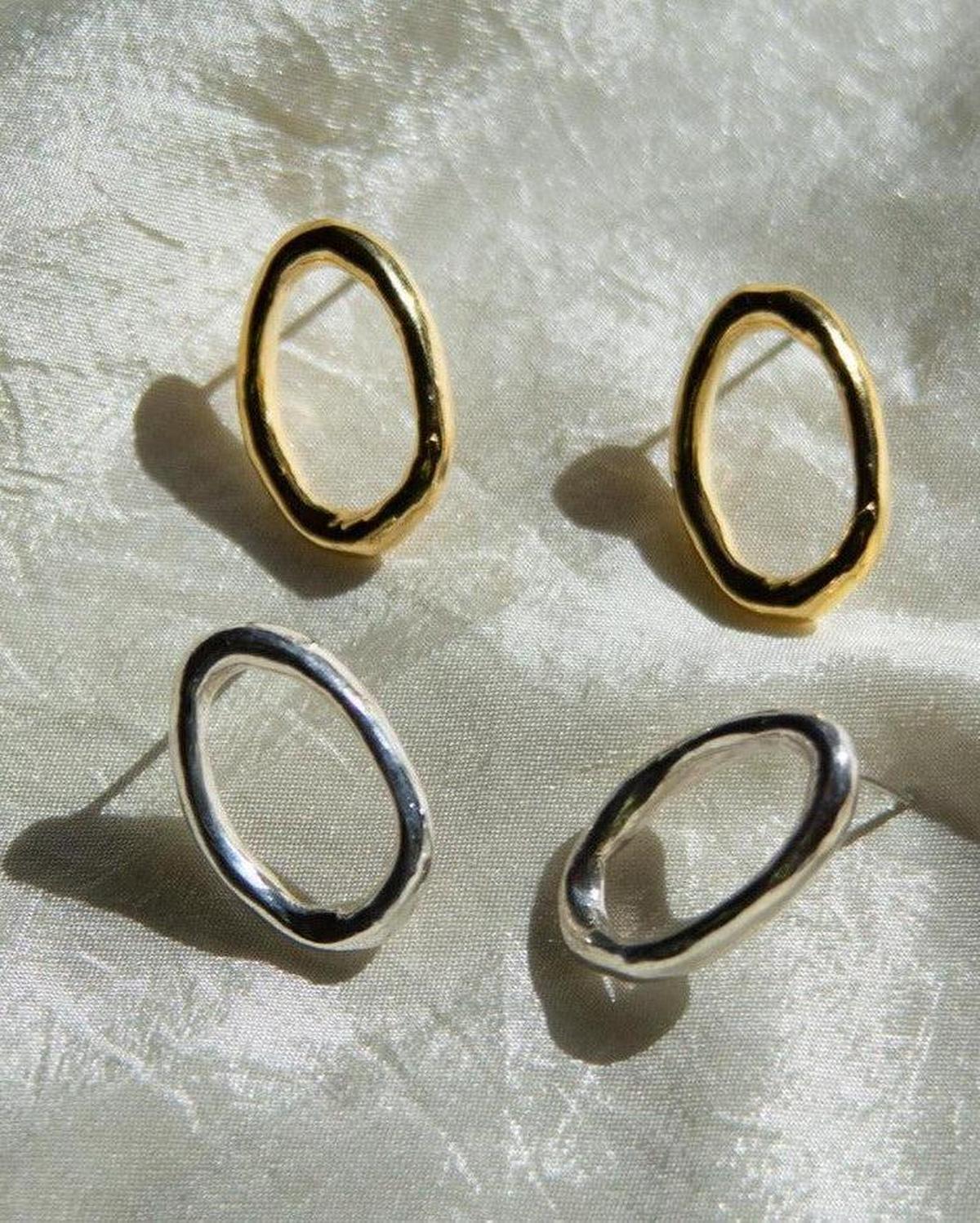 Organic Open Circle Stud Earrings - Dea Dia