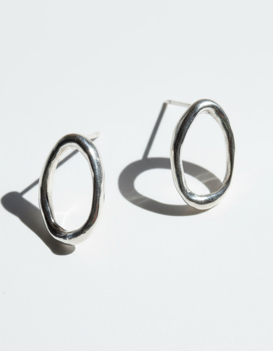 Organic Open Circle Stud Earrings - Dea Dia