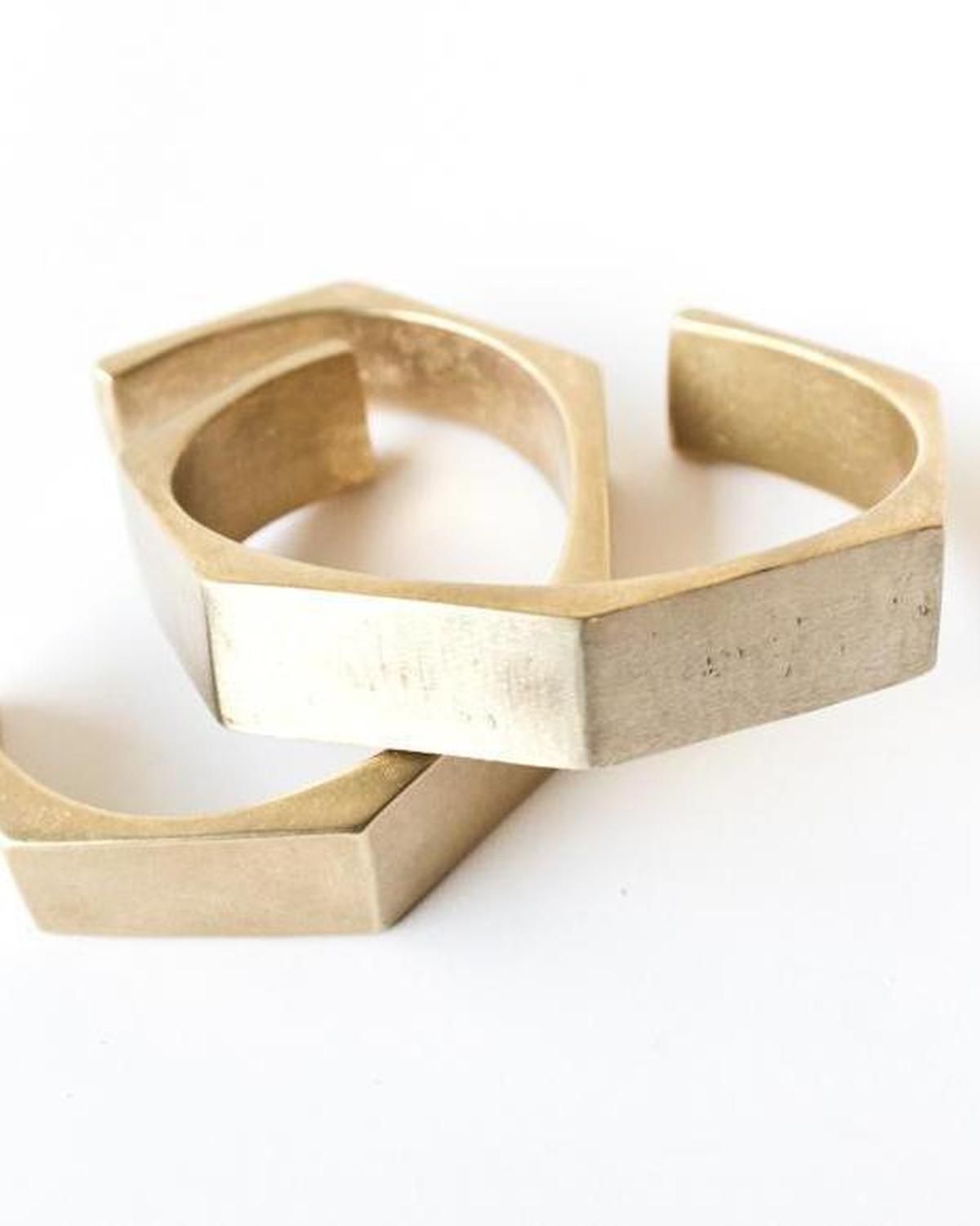Ridge Cuff - Geometric Cuff Bracelet in Gold or Silver - Dea Dia