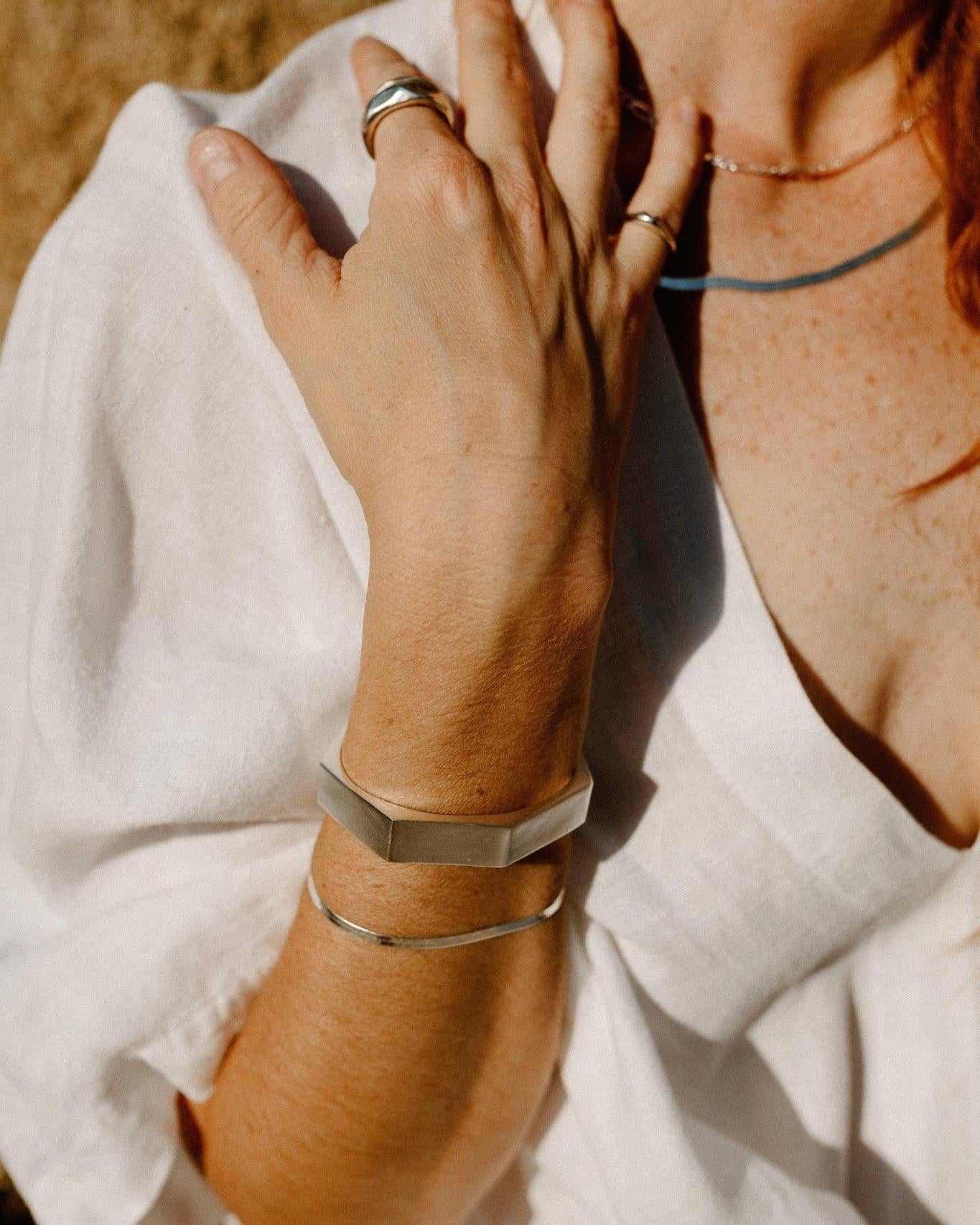 Ridge Cuff - Geometric Cuff Bracelet in Gold or Silver - Dea Dia