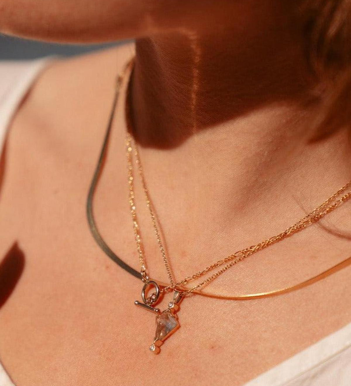 Rutilated Quartz and Diamond Kite Necklace - Dea Dia