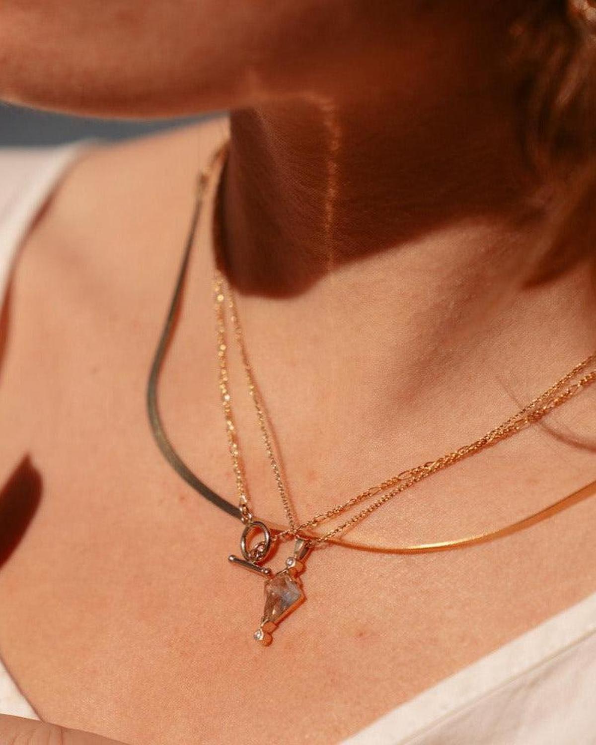 Rutilated Quartz and Diamond Kite Necklace - Dea Dia
