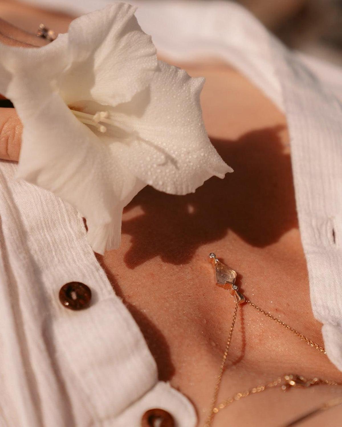 Rutilated Quartz and Diamond Kite Necklace - Dea Dia