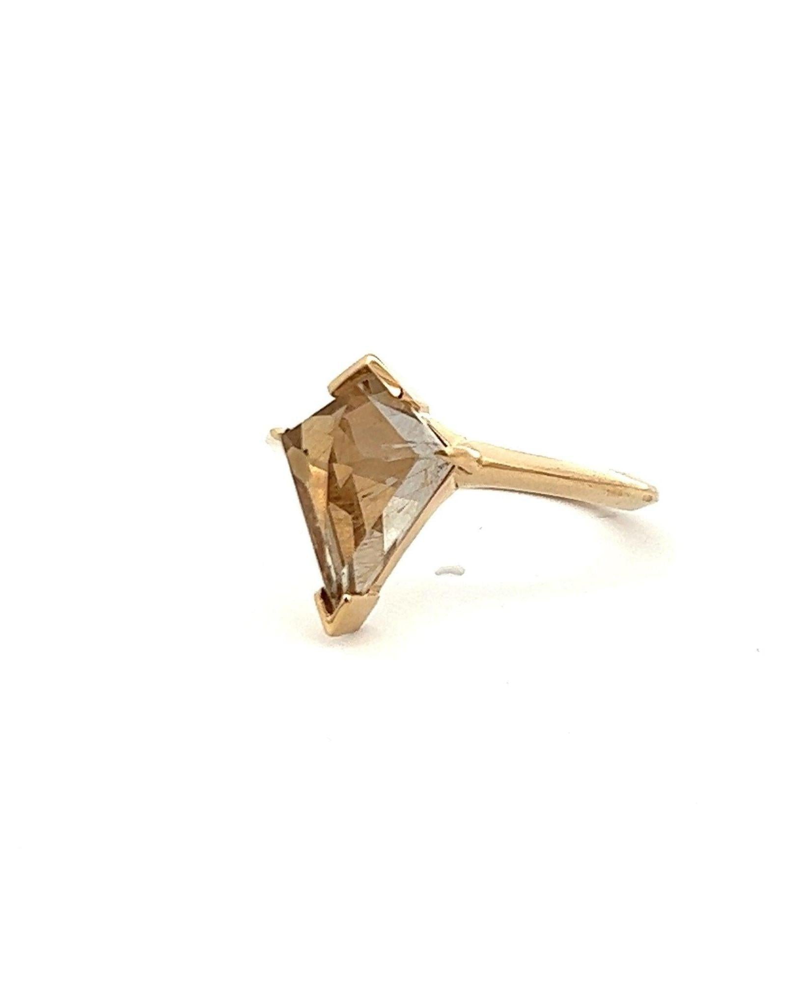 Rutilated Quartz Kite Gold Ring - Dea Dia