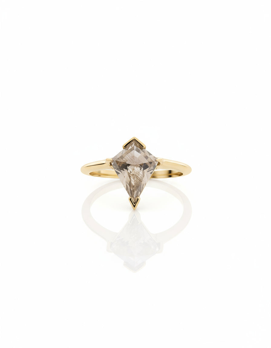 Rutilated Quartz Kite Gold Ring - Dea Dia