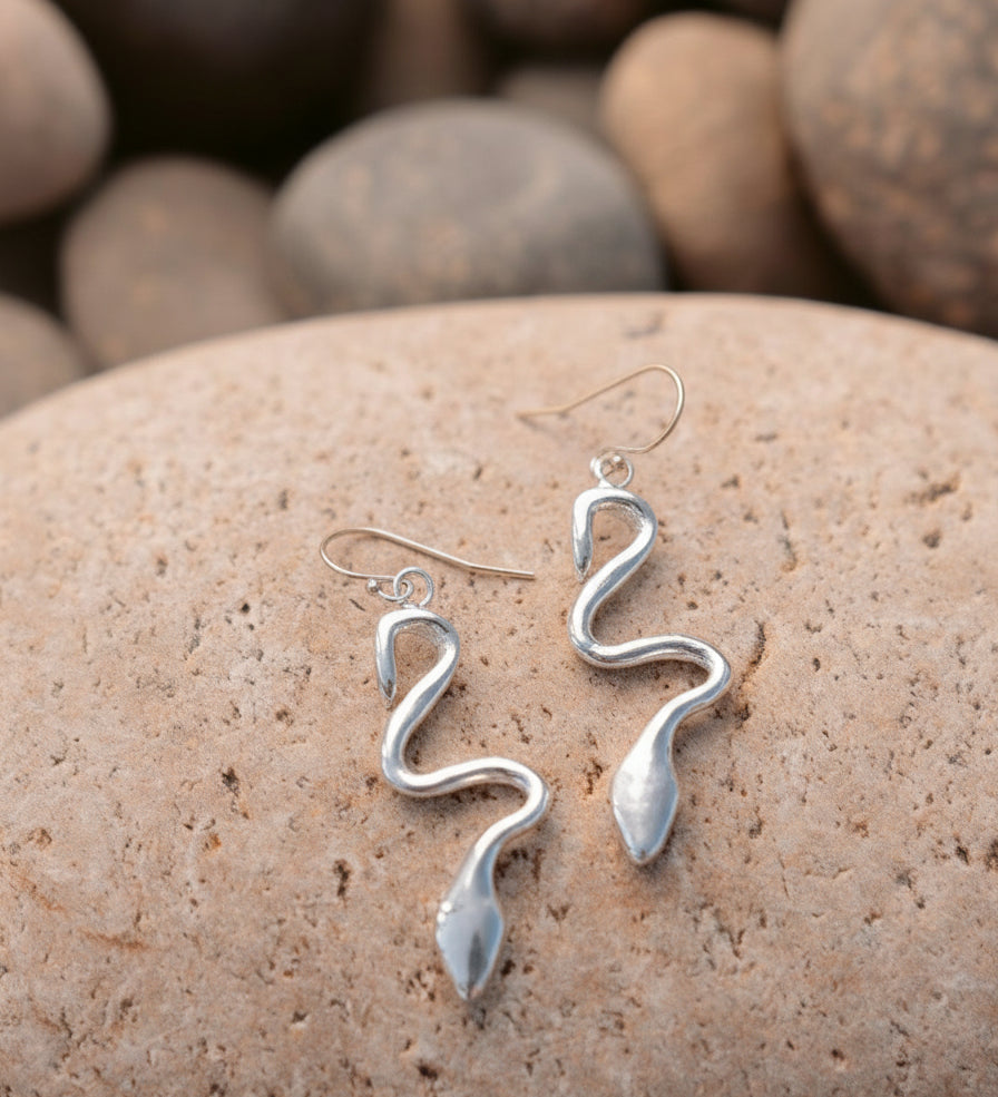 Serpentina Gold Snake Dangle Earring - Dea Dia