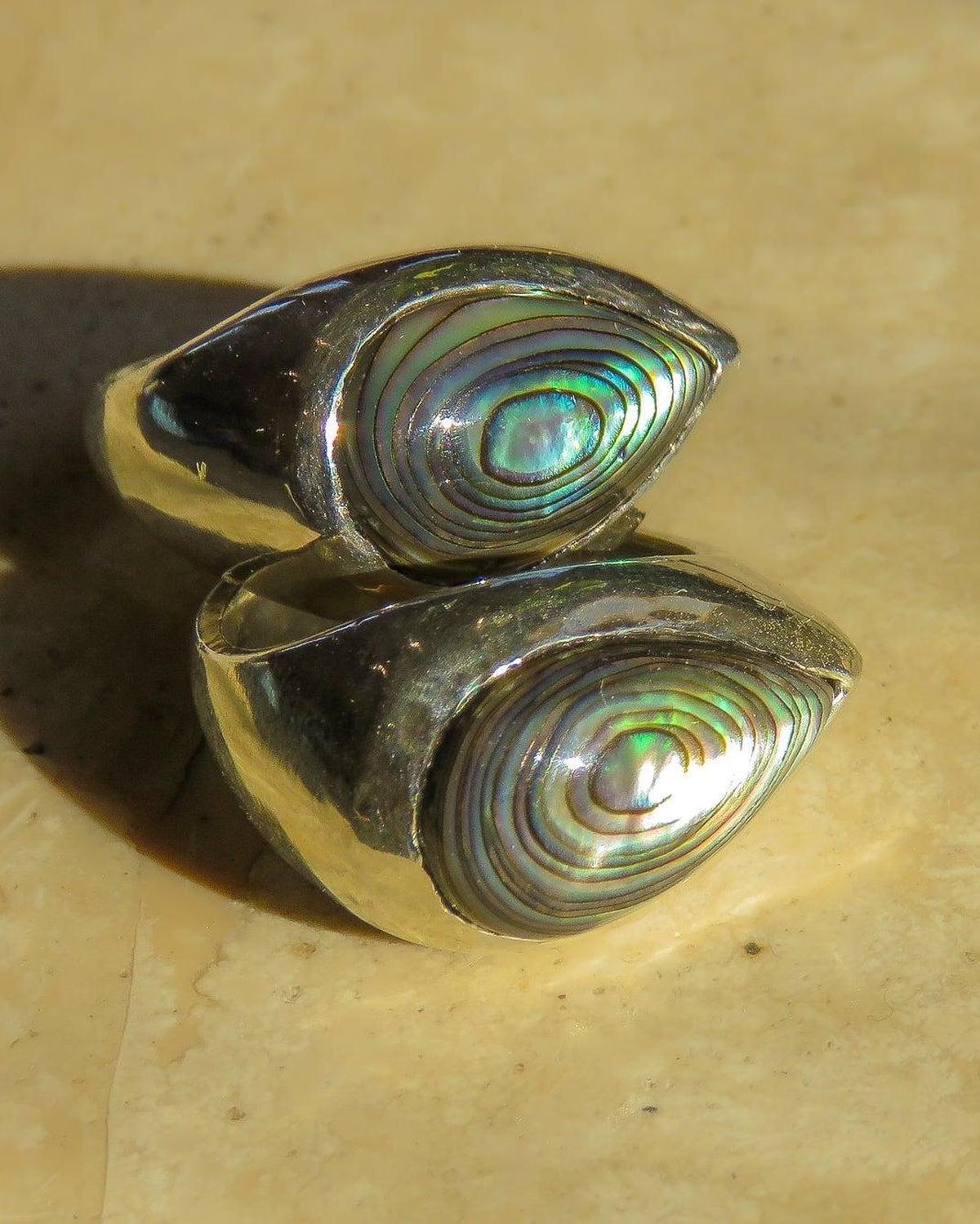 Silver Abalone Teardrop Ring - Dea Dia