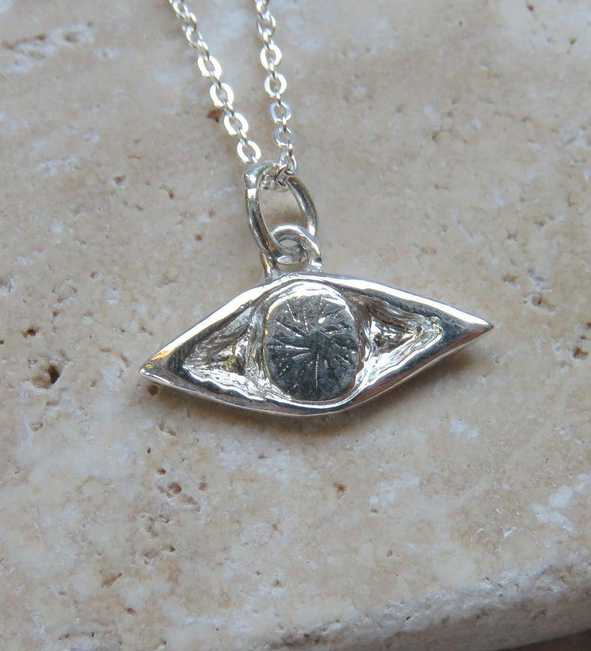 Silver Evil Eye Necklace - Silver Evil Eye Pendant - Dea Dia