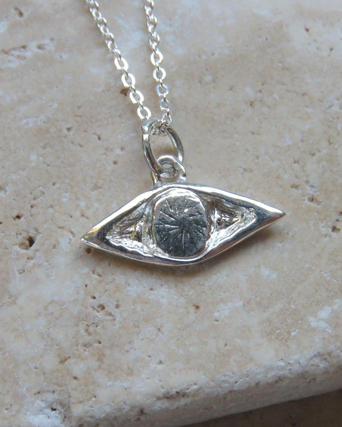 Silver Evil Eye Necklace - Silver Evil Eye Pendant - Dea Dia