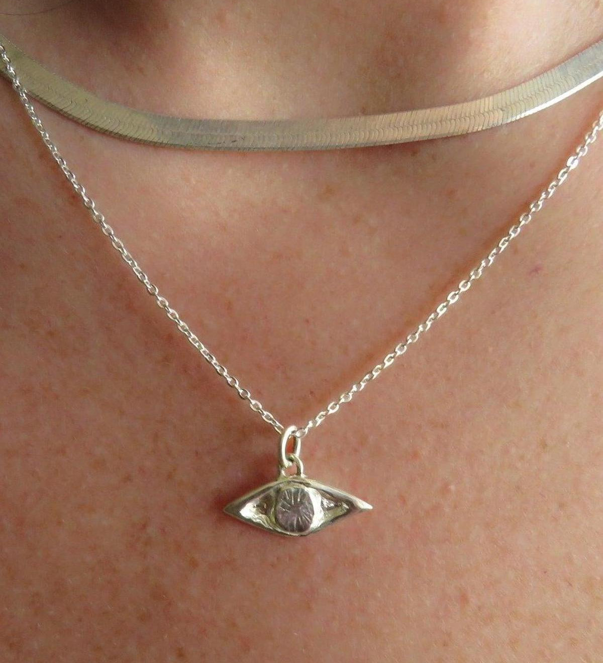 Silver Evil Eye Necklace - Silver Evil Eye PendantDea Dia