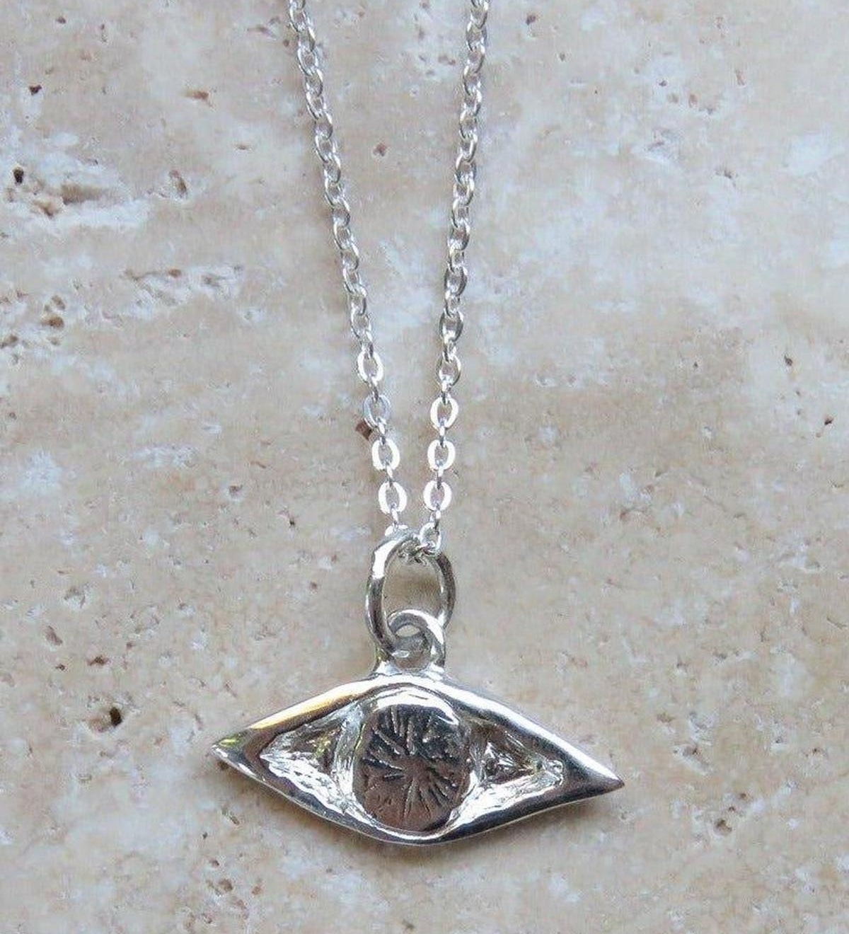 Silver Evil Eye Necklace - Silver Evil Eye Pendant - Dea Dia