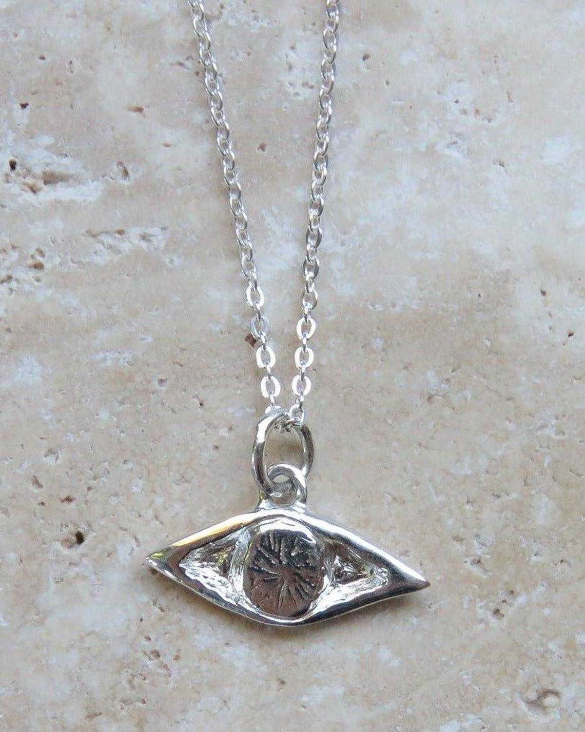 Silver Evil Eye Necklace - Silver Evil Eye Pendant - Dea Dia
