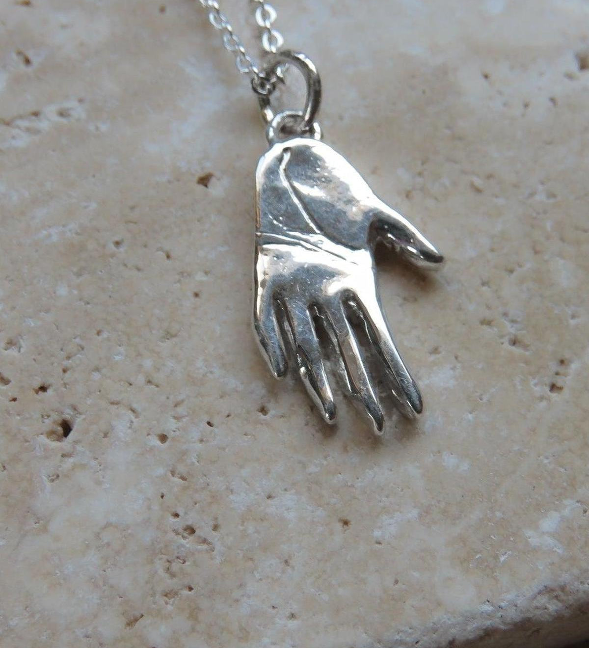 Hand Pendant - Silver Hamsa Talisman Necklace - Dea Dia