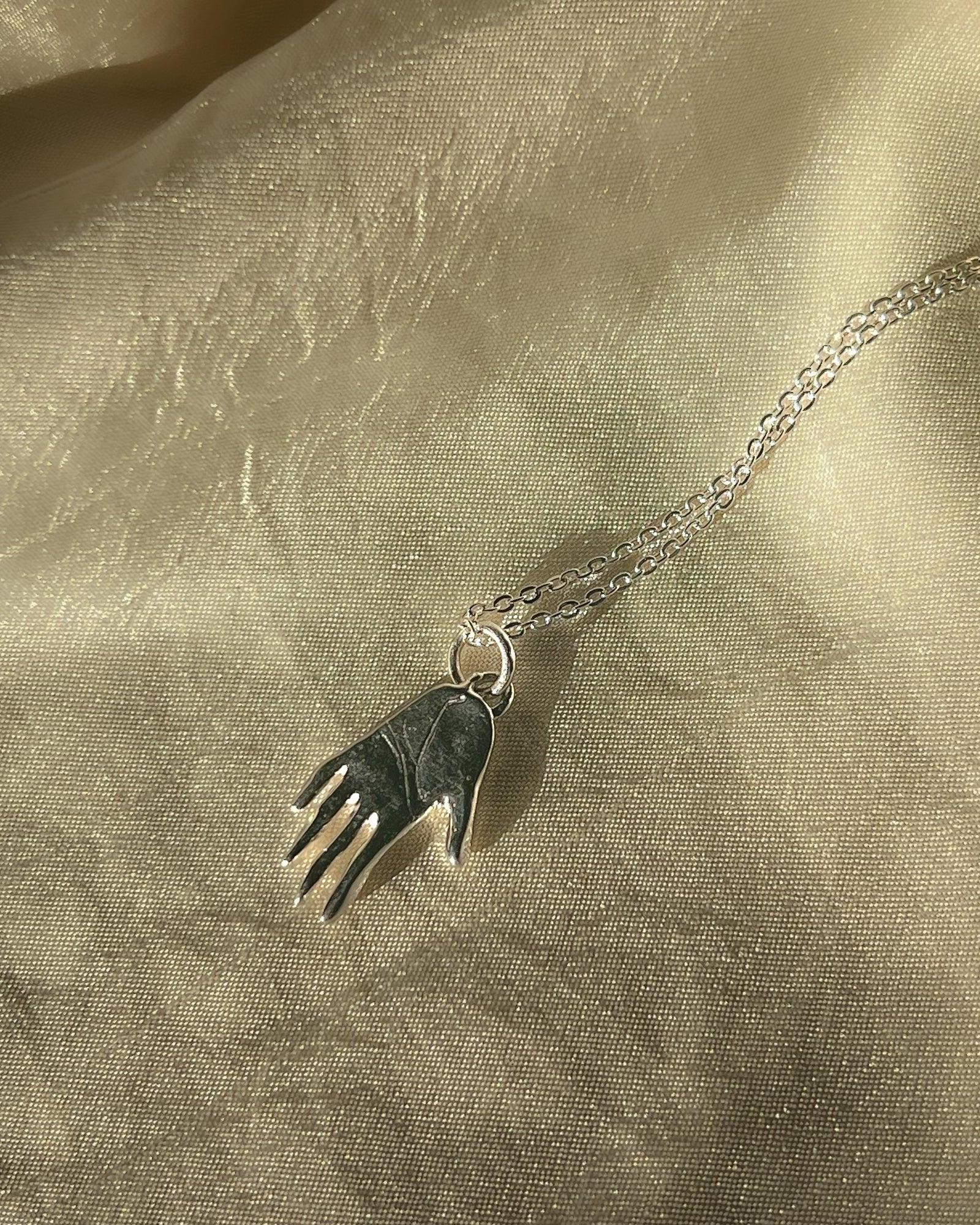 Hamsa Necklace - Silver Hand Talisman Necklace - Dea Dia