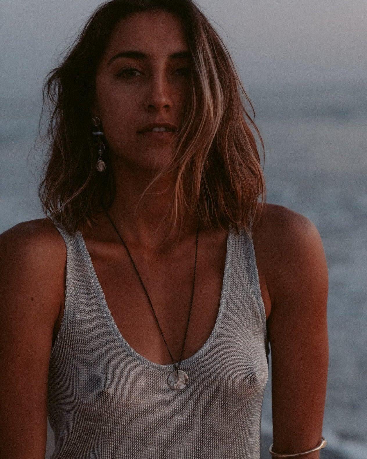 Silver Lunar Gemstone Necklace - Dea Dia
