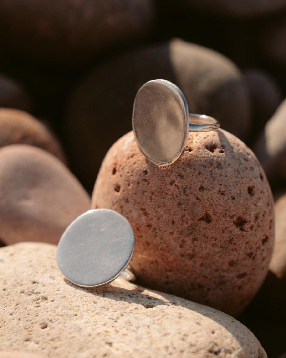 Silver Moon Shine Ring - flat sterling silver ring - Dea Dia
