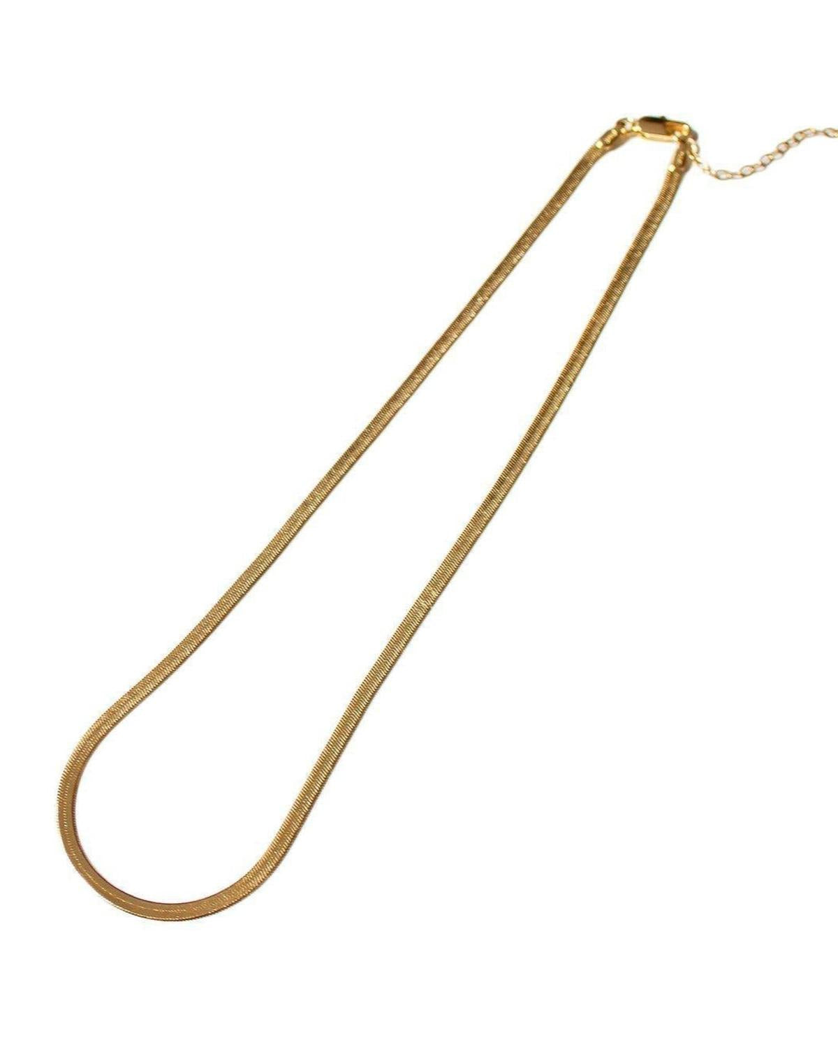 Slinky Flat Gold Herringbone Chain Necklace - Dea Dia