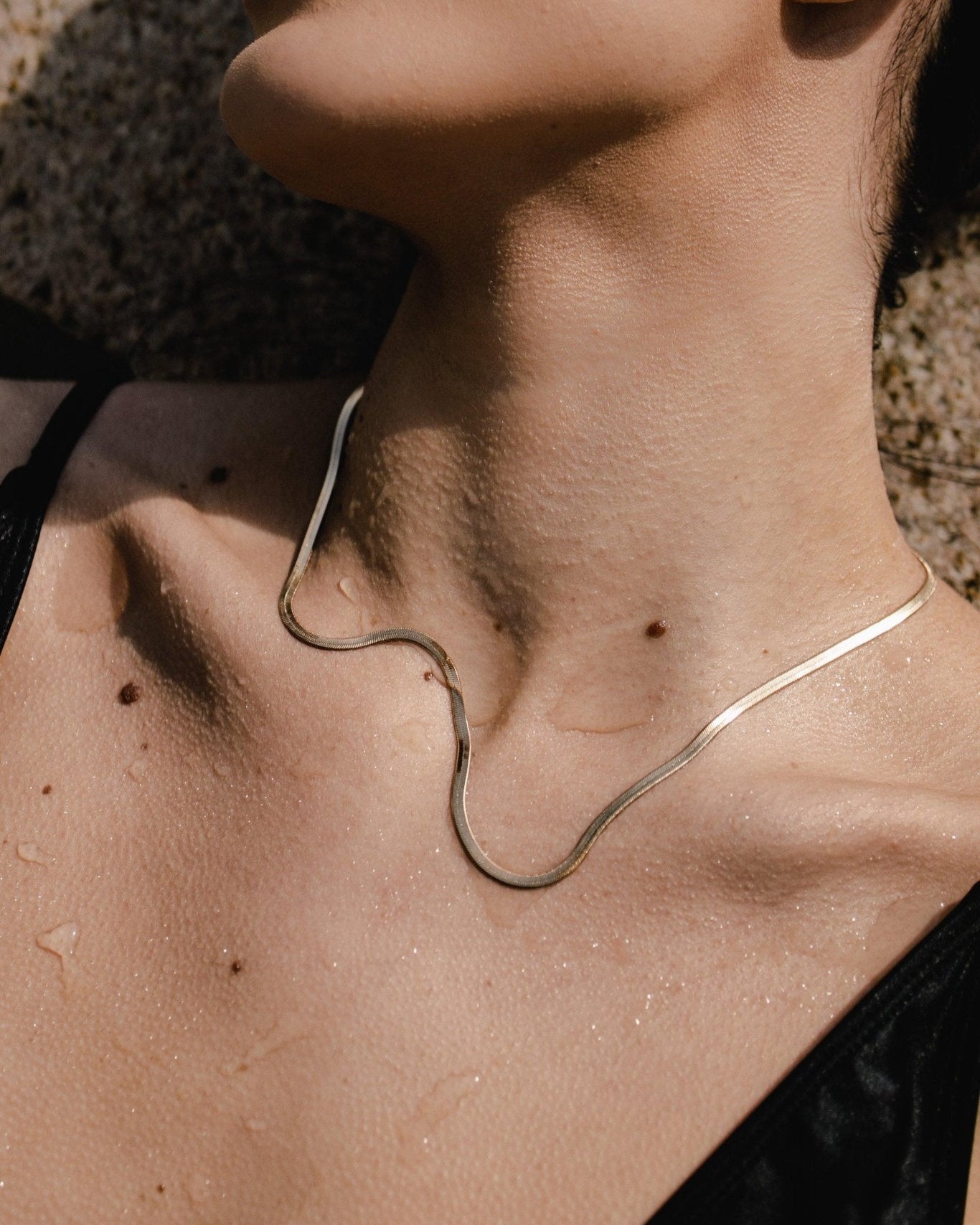 Slinky Gold Flat Herringbone Chain Necklace - Flat Gold Chain - Dea Dia