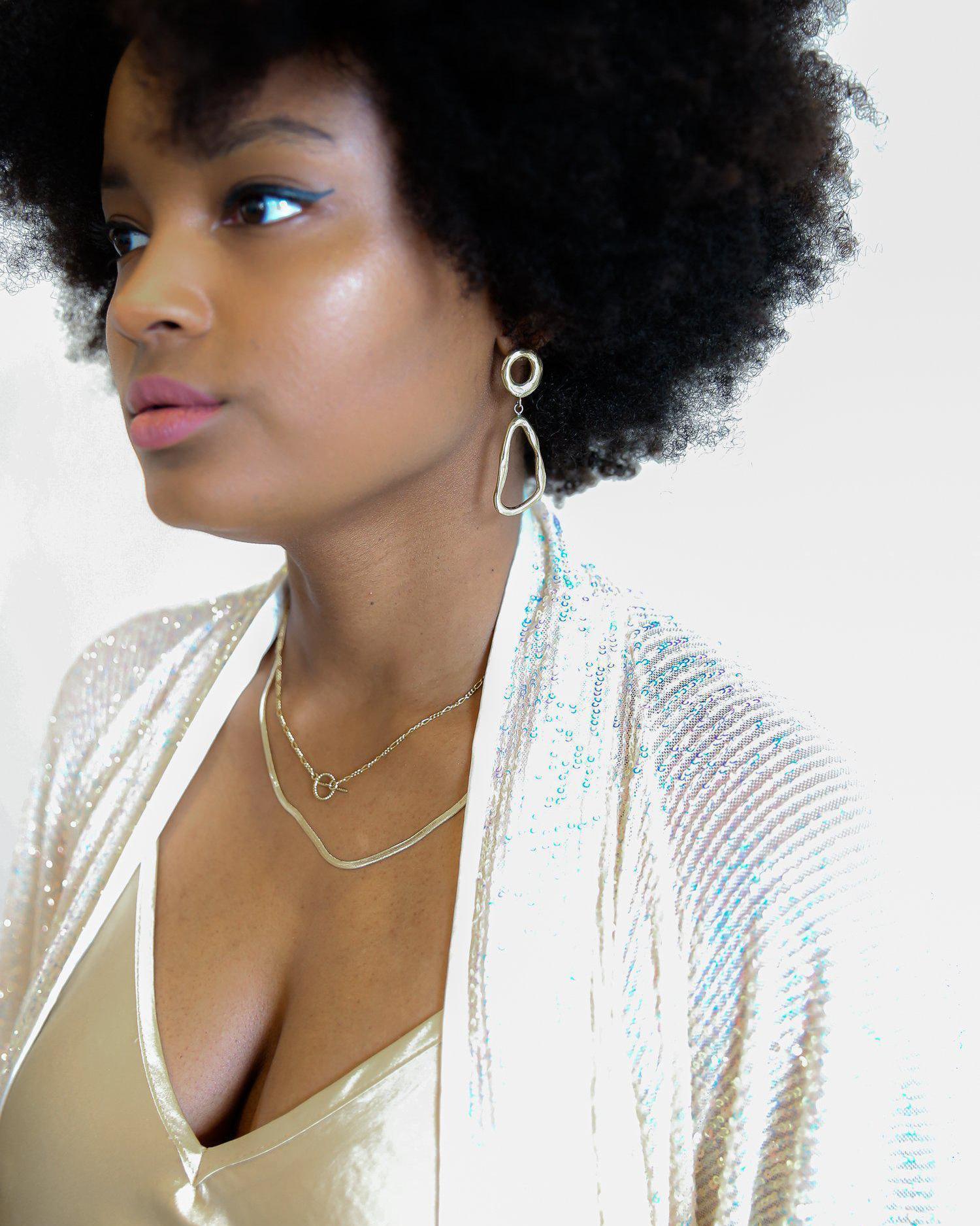 Slinky Silver Herringbone Chain Necklace - Thin Herringbone Necklace - Dea Dia