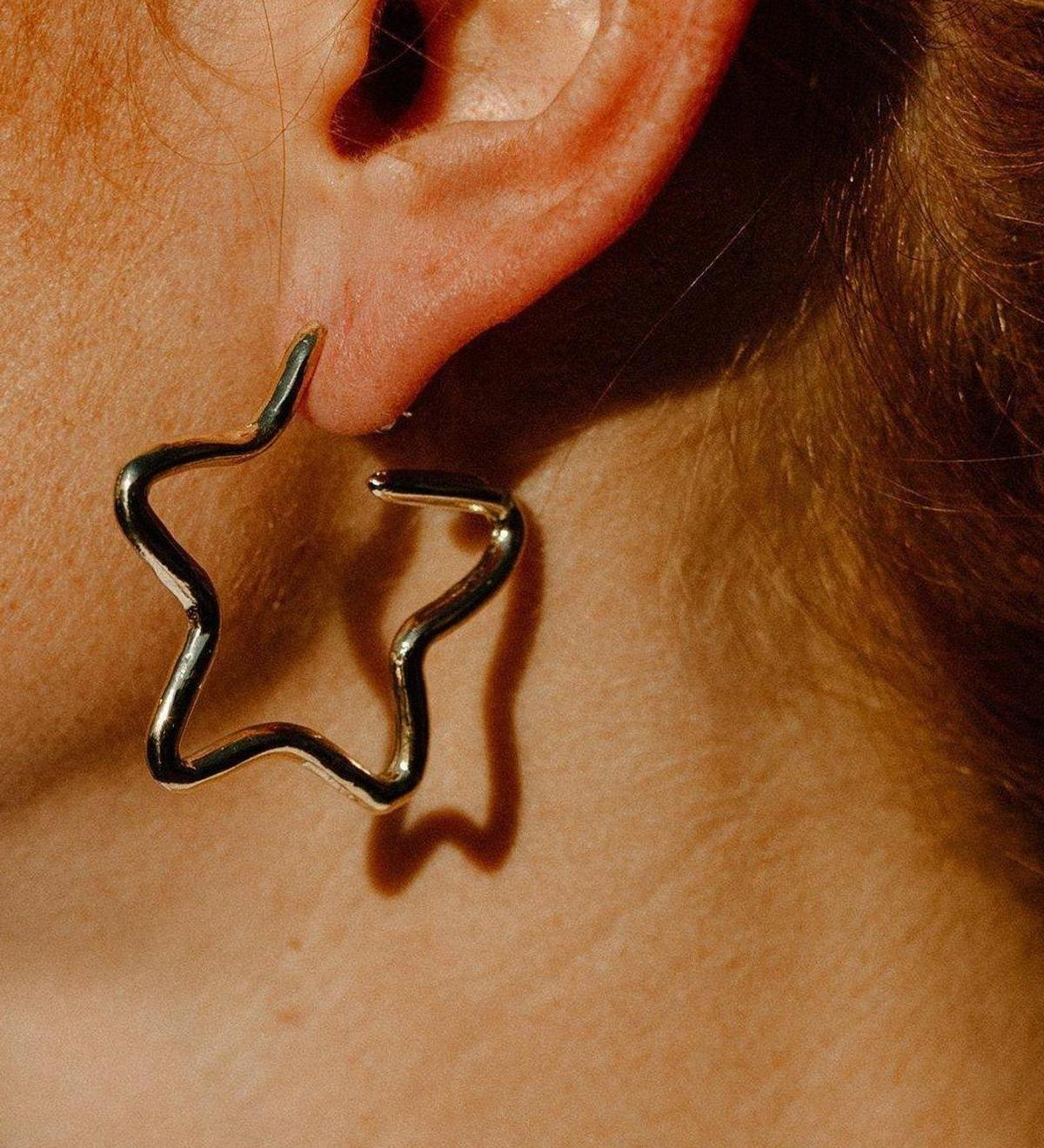 Stella Star Hoops - Star Hoop Earrings - Dea Dia