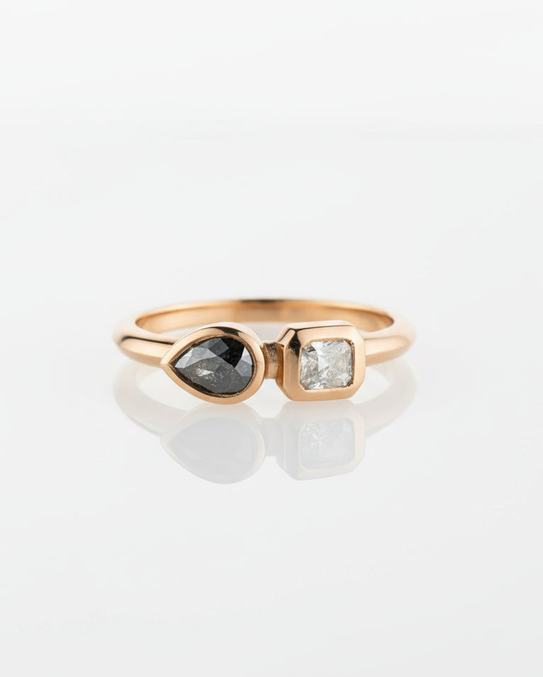 Toi et Moi Salt and Pepper Double Diamond Ring - Dea Dia