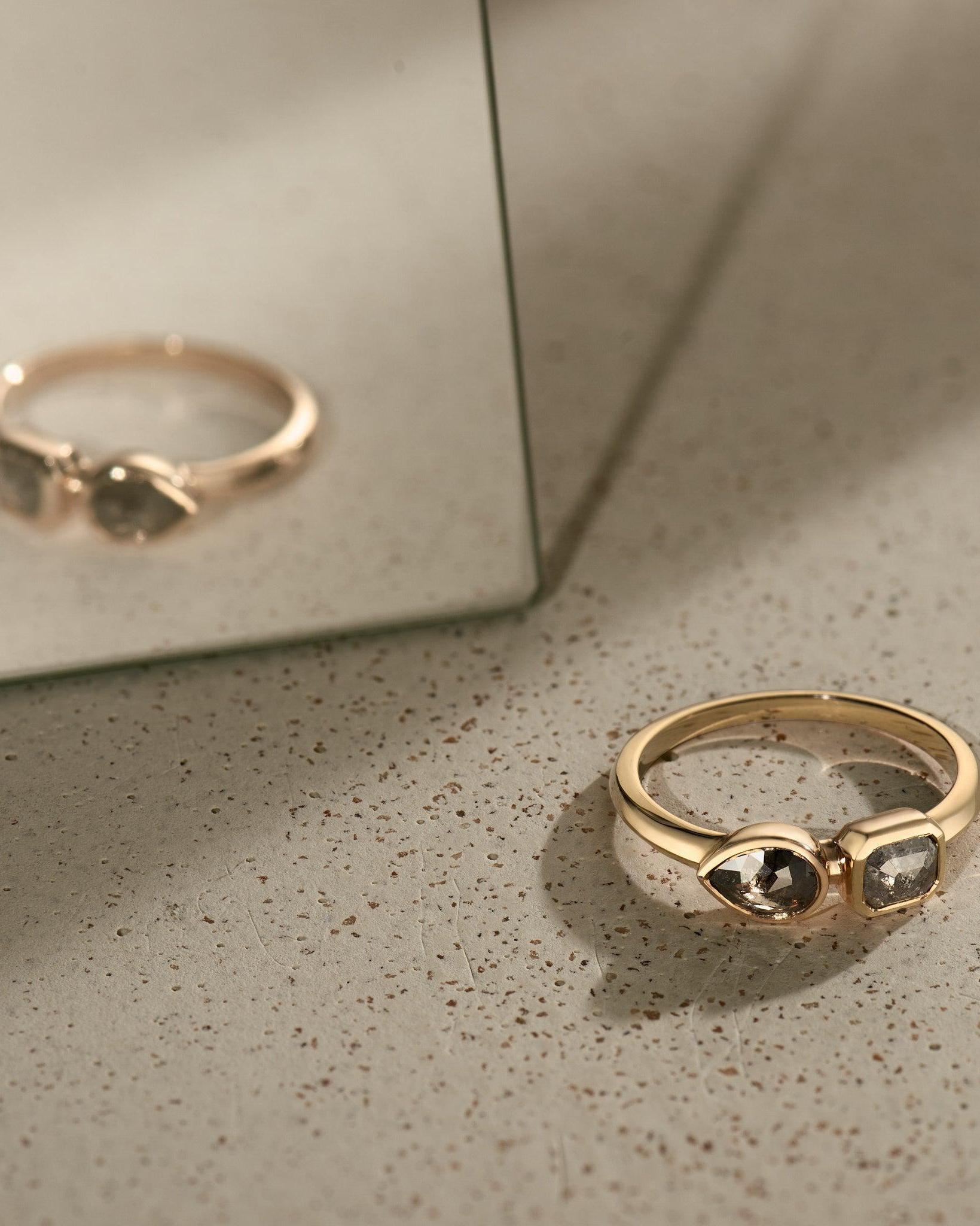 Toi et Moi Salt and Pepper Double Diamond Ring - Dea Dia