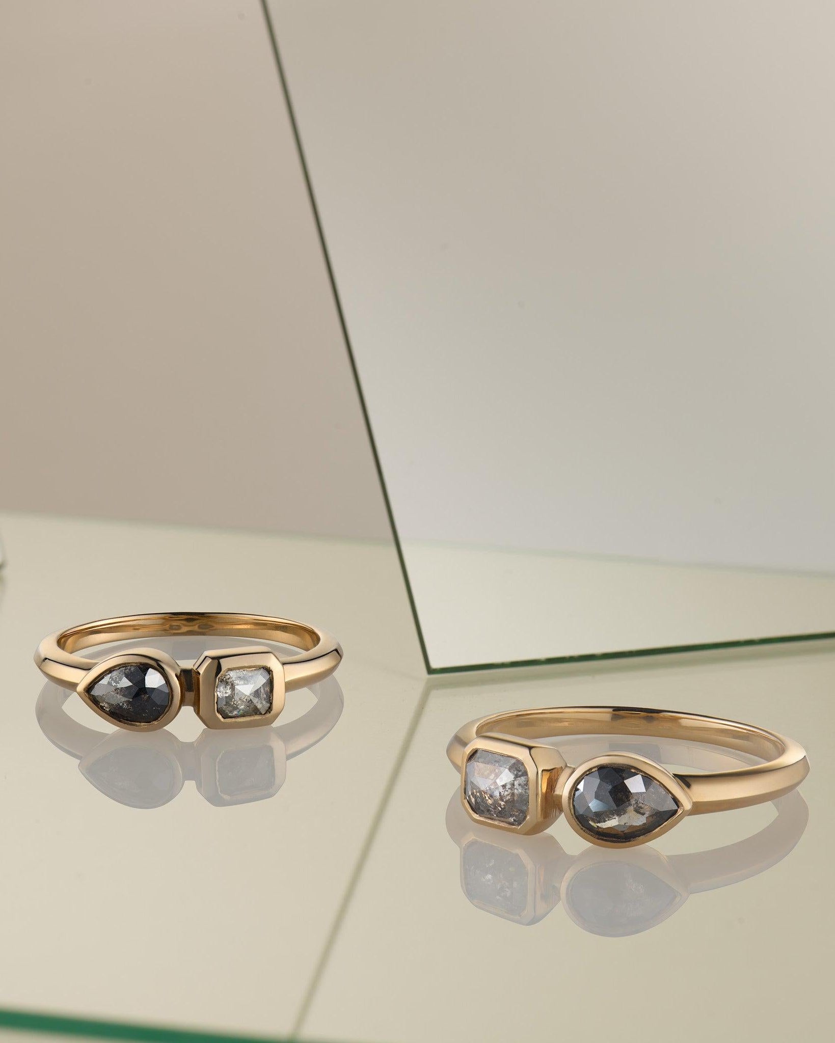 Toi et Moi Salt and Pepper Double Diamond Ring - Dea Dia